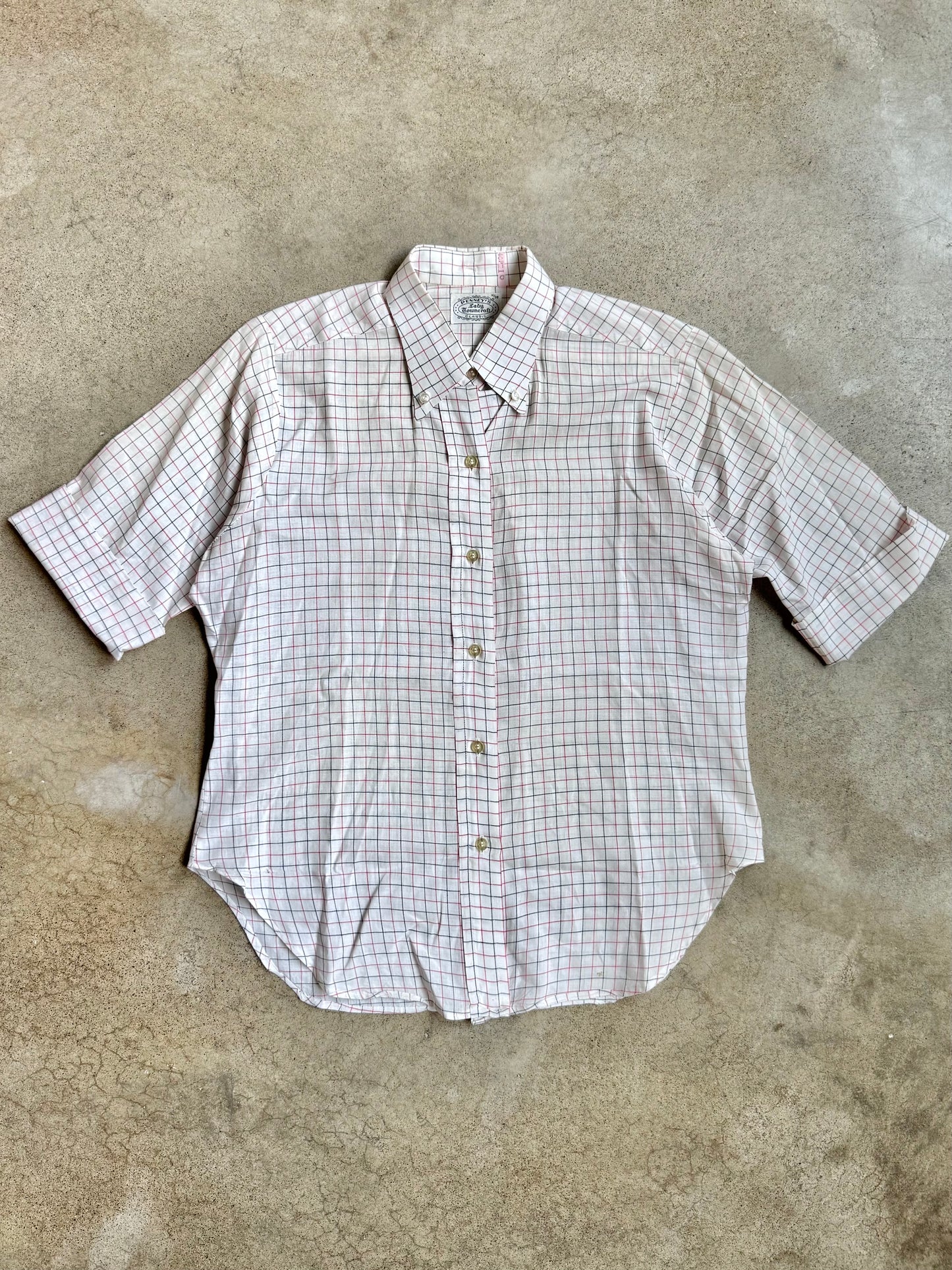 Vintage 1950s/60s Penney's Lady Towncraft Black & Red Check Short Sleeve Shirt | Large