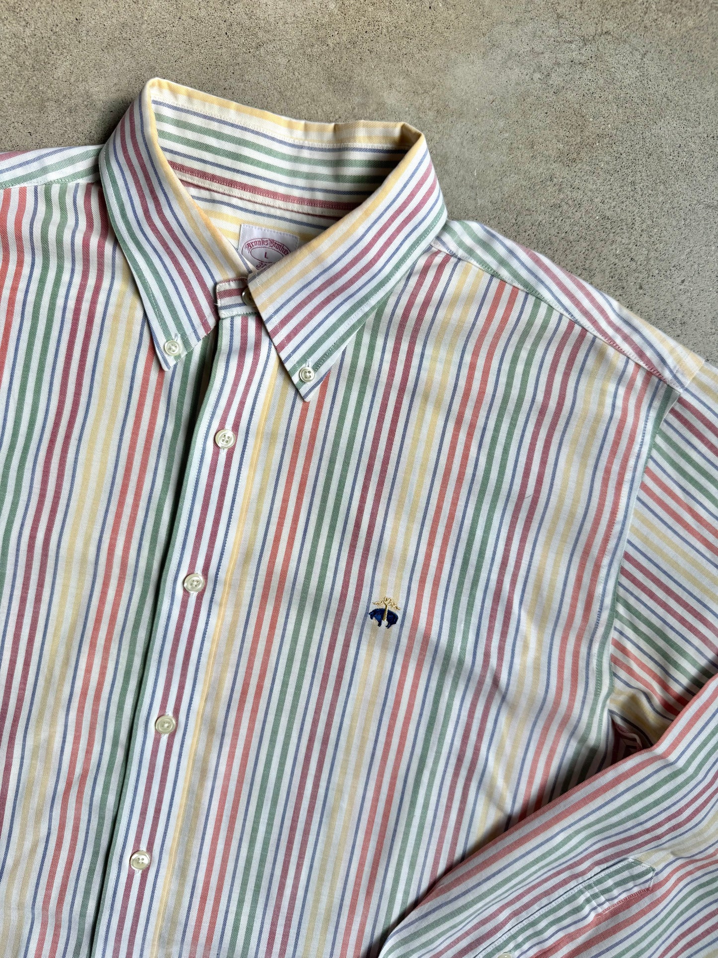 Brooks Brothers Pastel Striped Supima Cotton Button-Down Shirt | Large