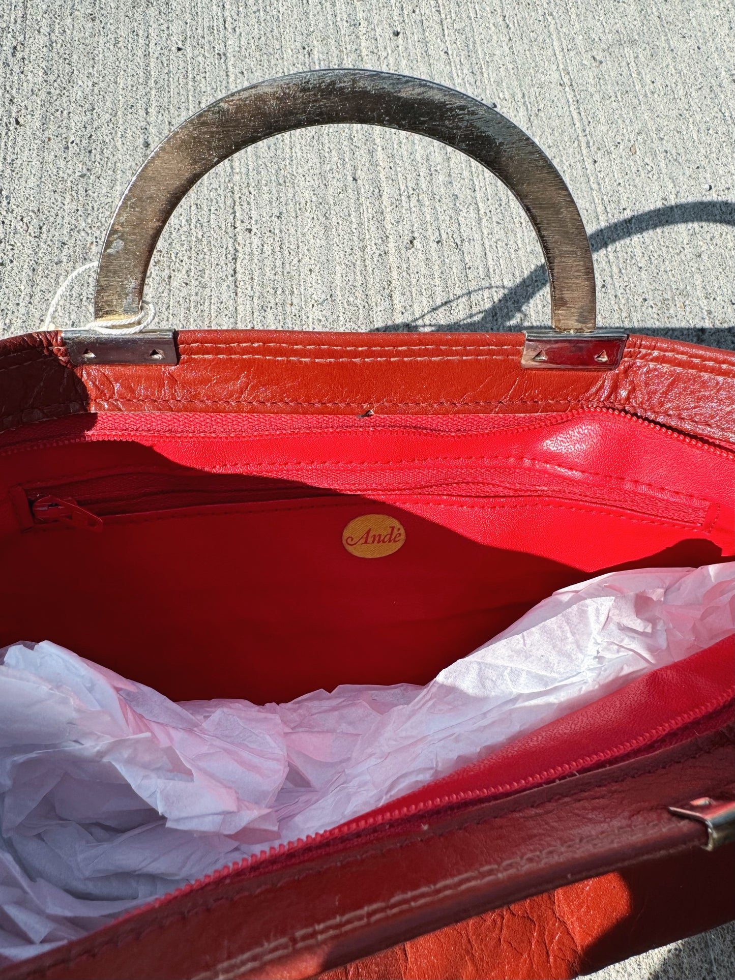 Vintage 1960s Andé Red Leather Handbag