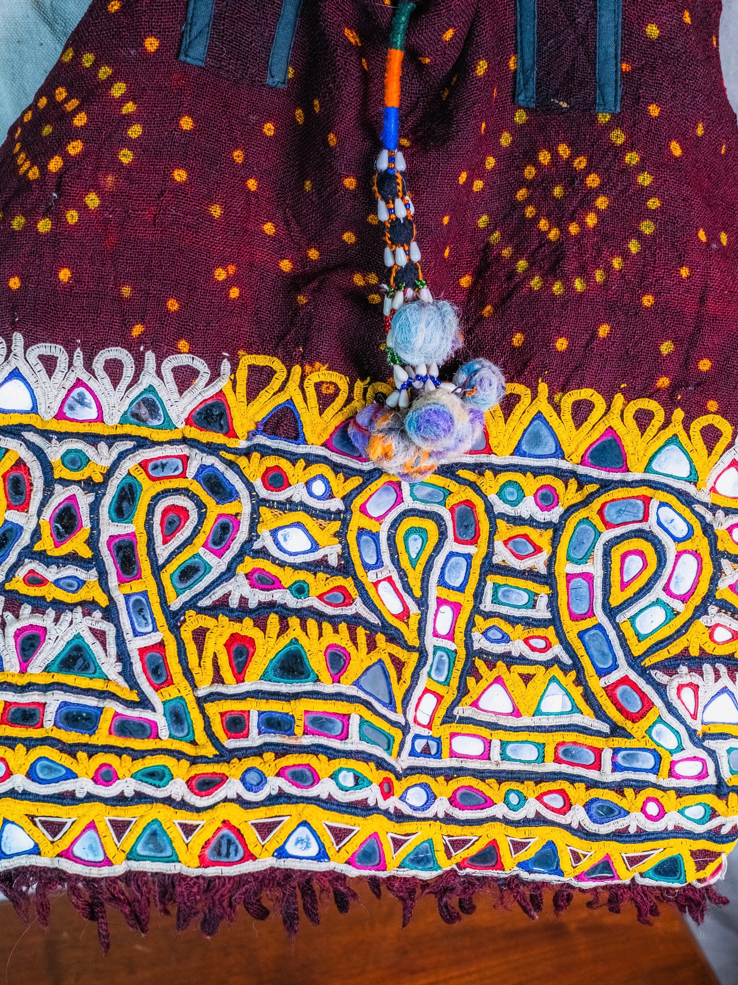 Vintage Handmade Banjara Mirrorwork Boho Style Tote Bag