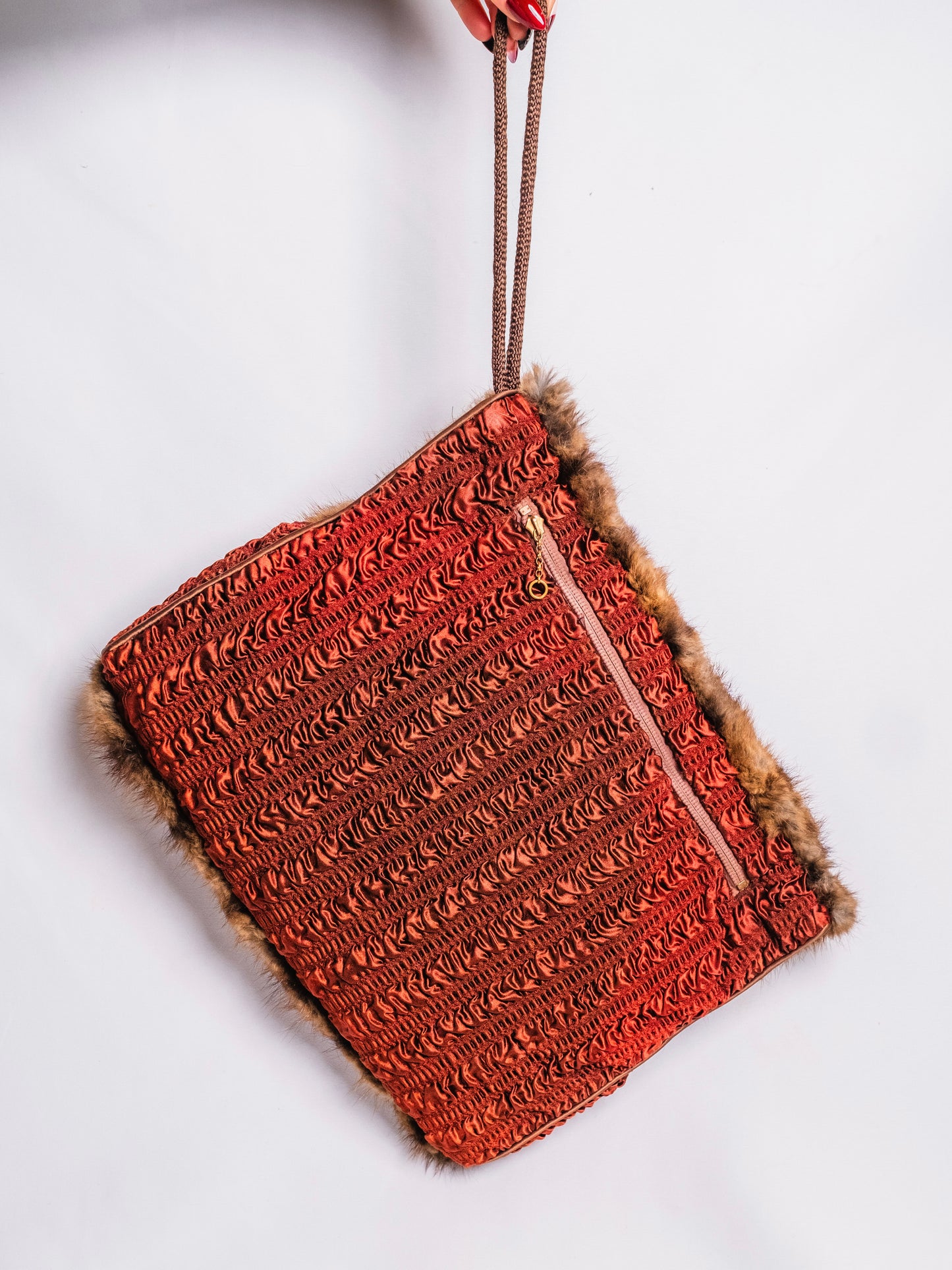 Vintage 1940s Brown Mink Fur Muff Clutch