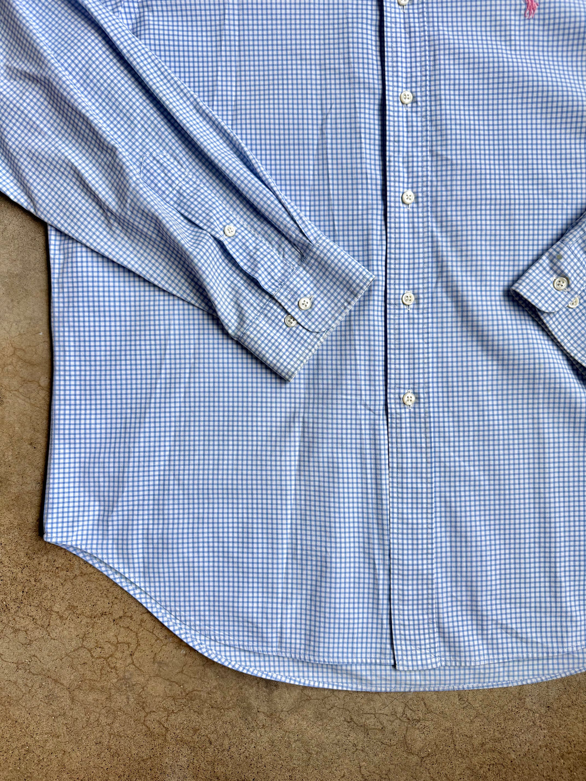 Ralph Lauren Classic Fit Blue Check Plaid Button-Down Shirt | XL