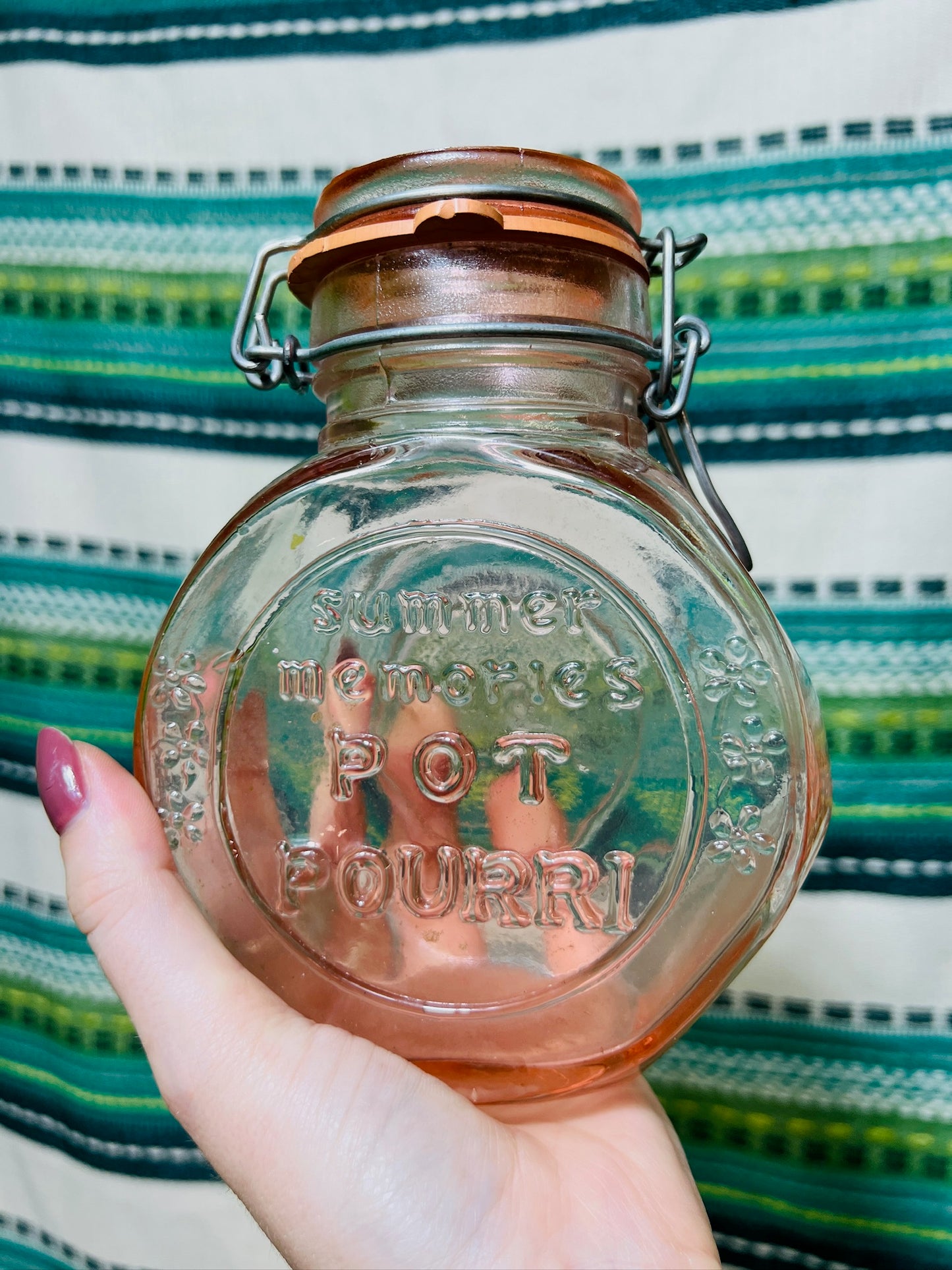 Vintage Crownford Pink Glass Potpourri Canister