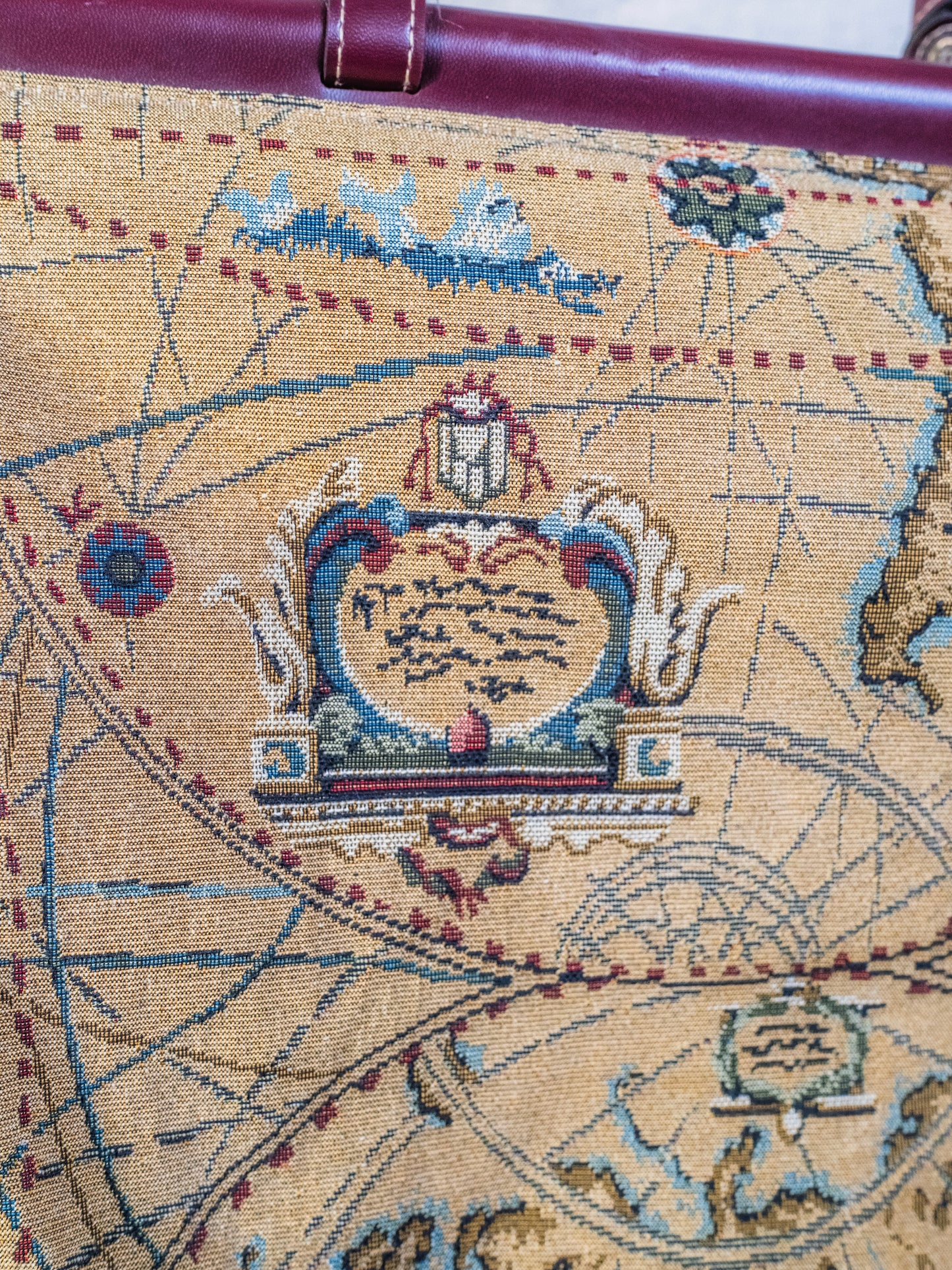 Vintage 1980s Capezio Map Tapestry Luggage Bag