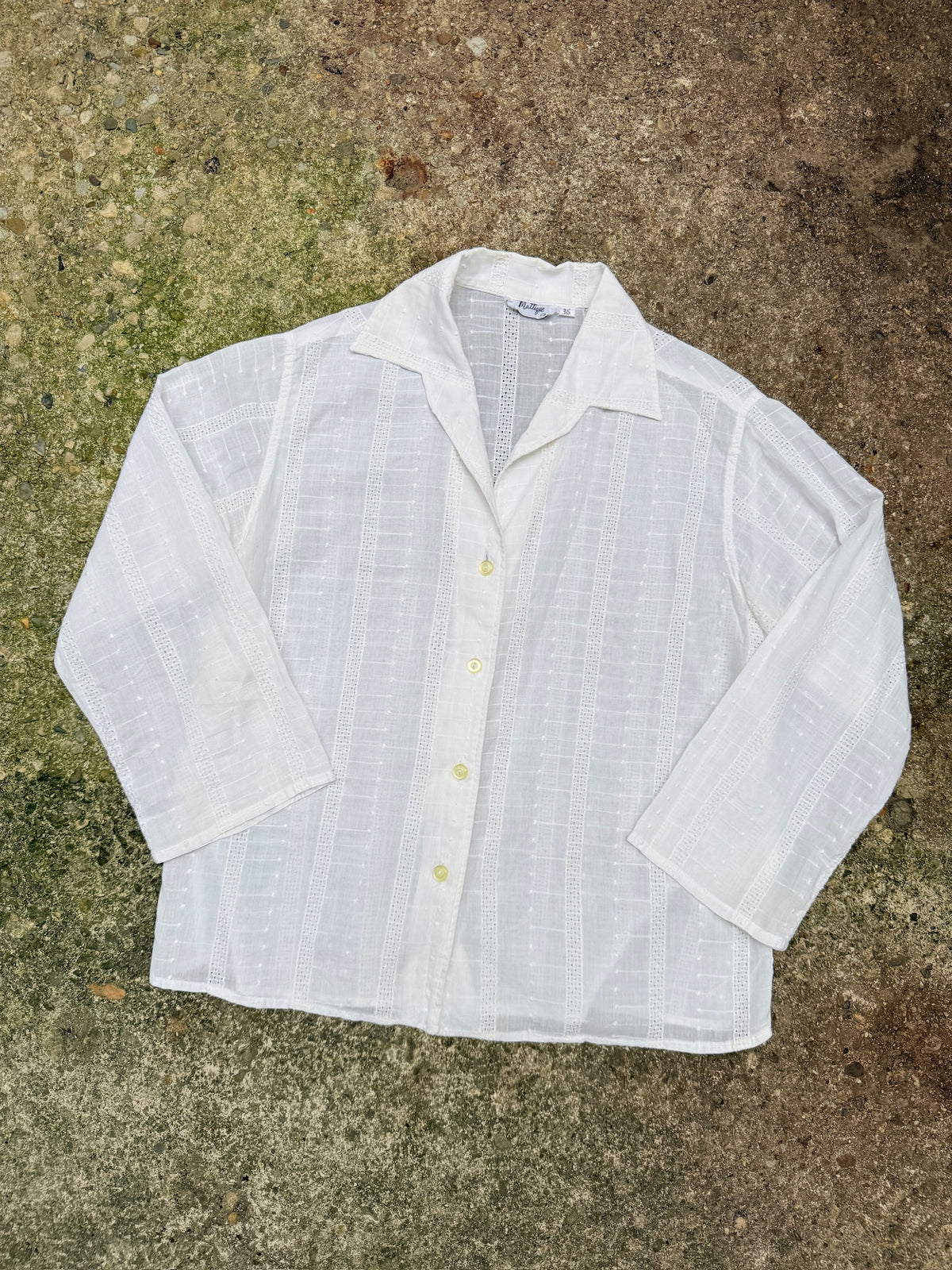Vintage 1970's White Mattique White Collared Blouse