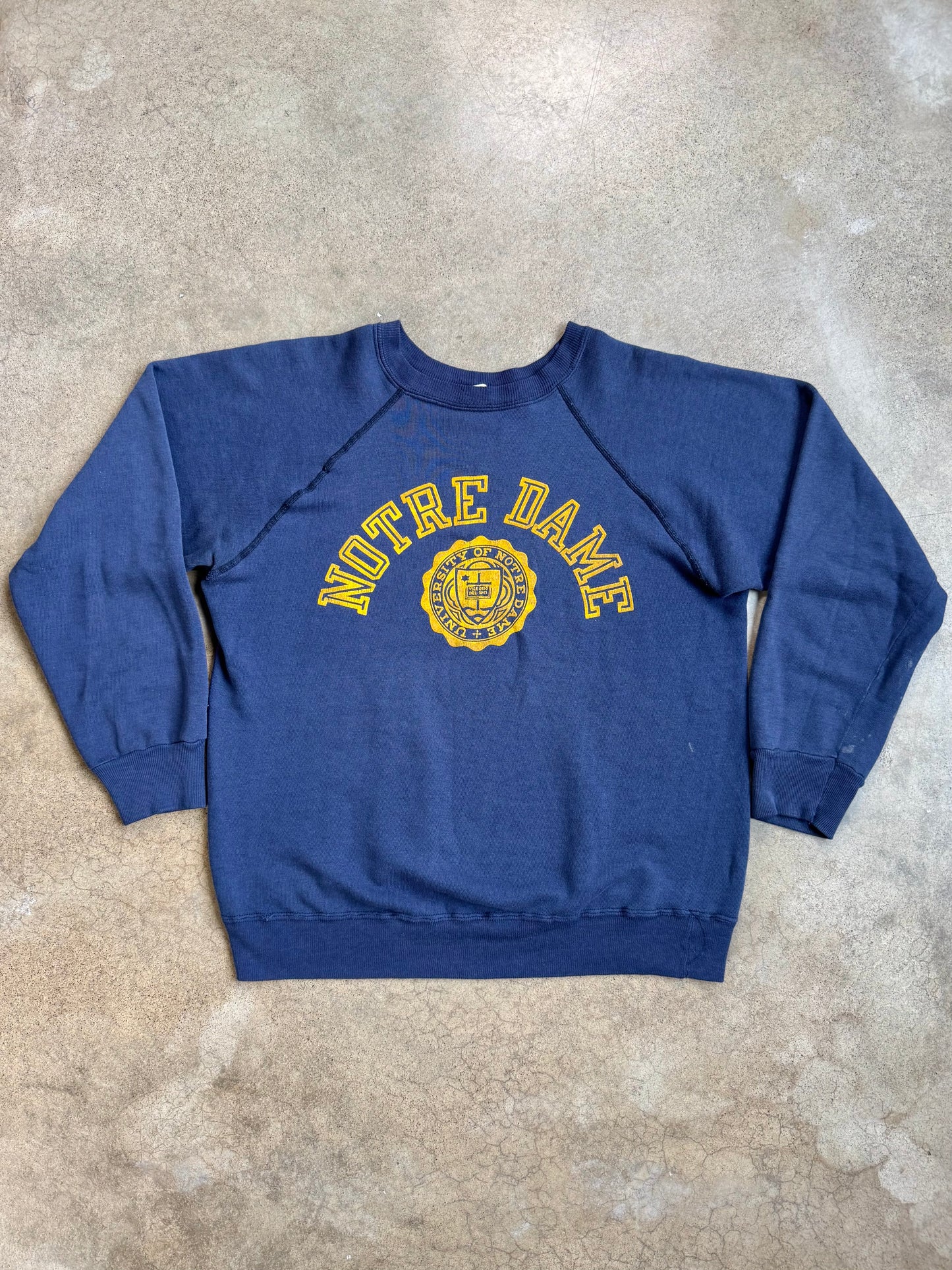 Vintage 1970s Champion Notre Dame Raglan Sweatshirt | Large