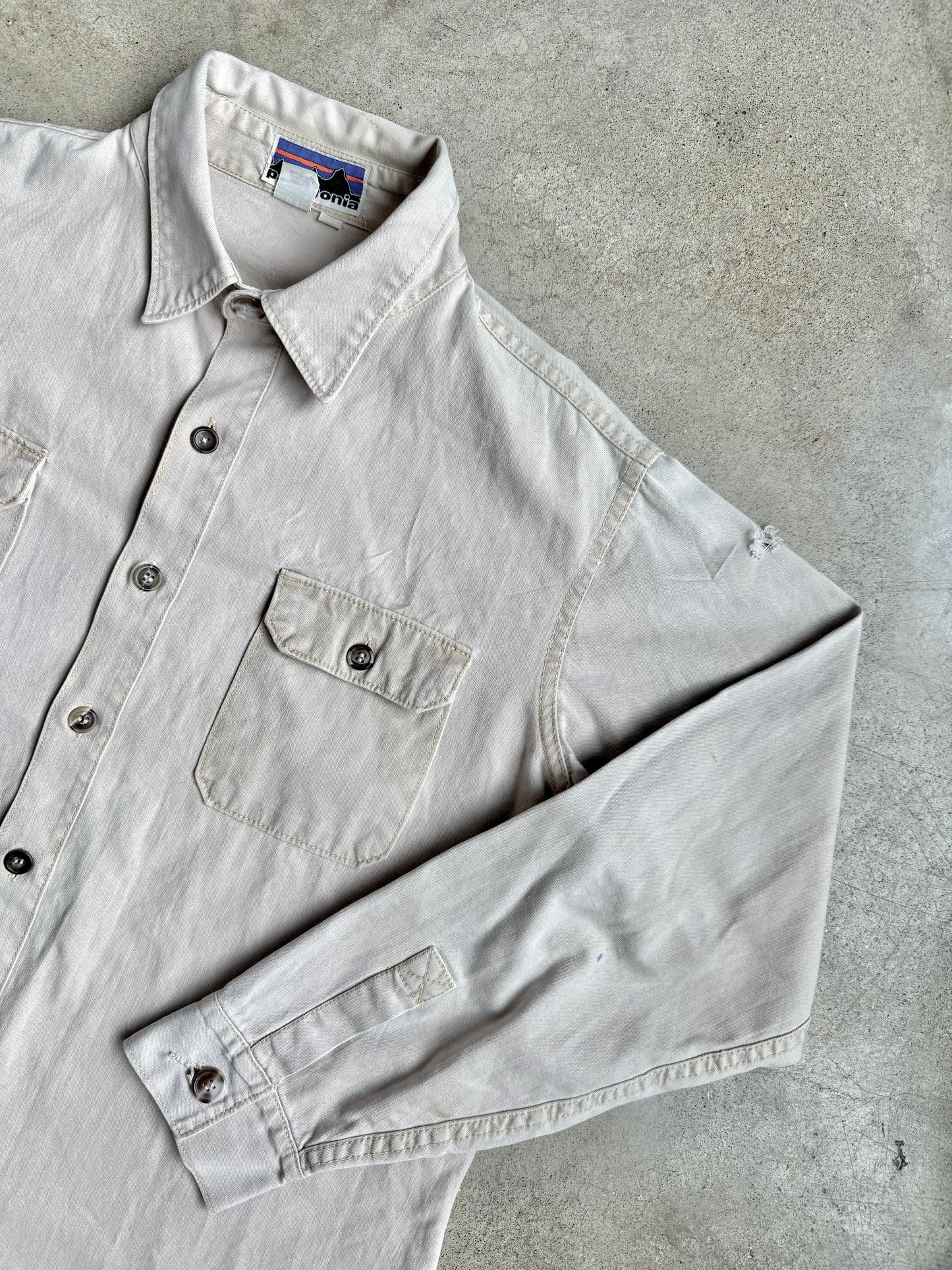 Vintage 1980s Patagonia Beige Canvas Utility Shirt | XL