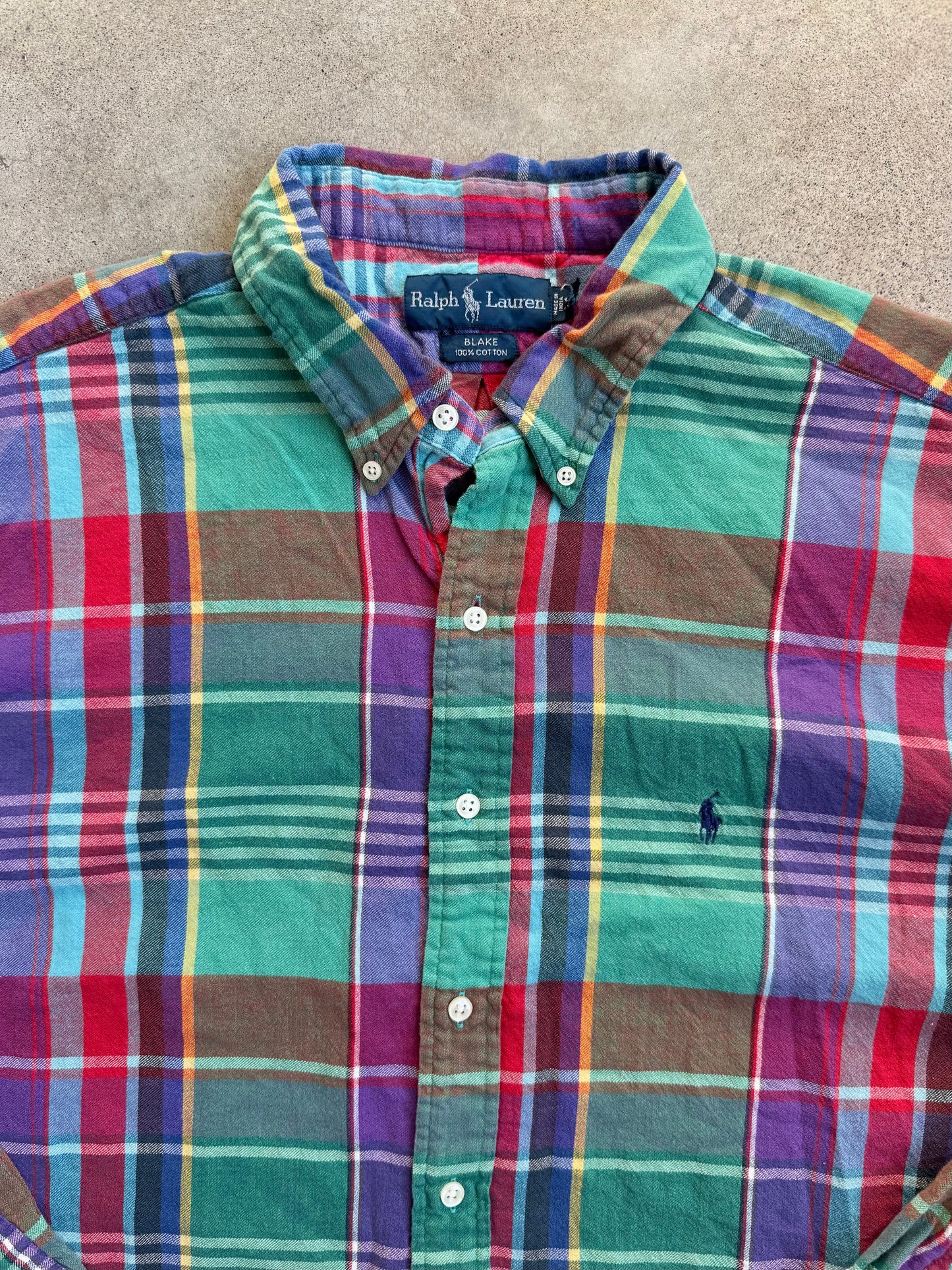 Vintage 1990s Ralph Lauren “Blake” Plaid Cotton Button-Down Shirt | XL