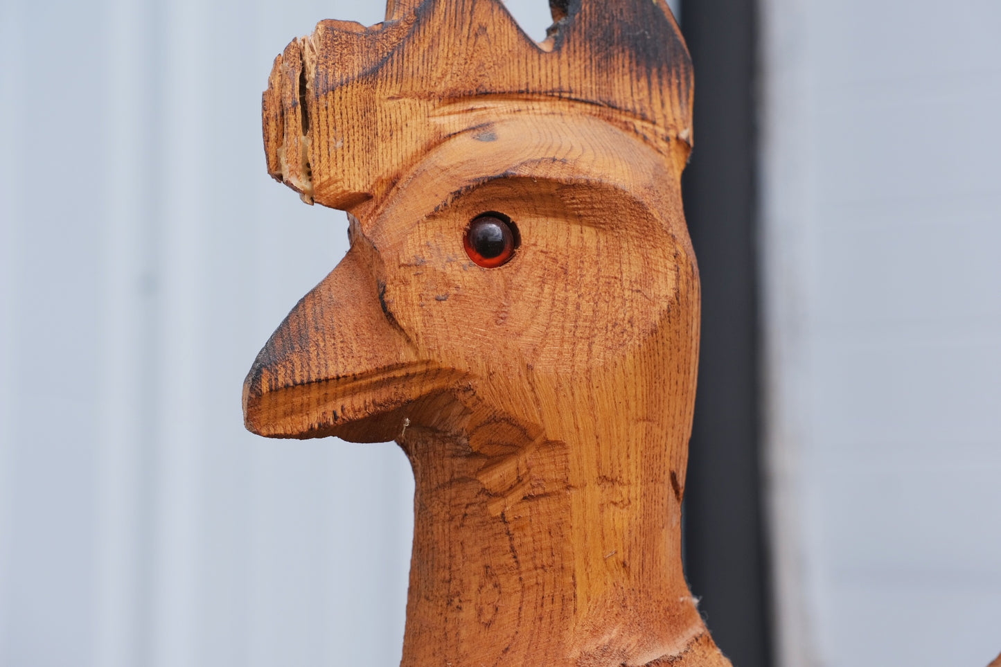 Vintage Hand-carved Rooster Statue | Folk Art