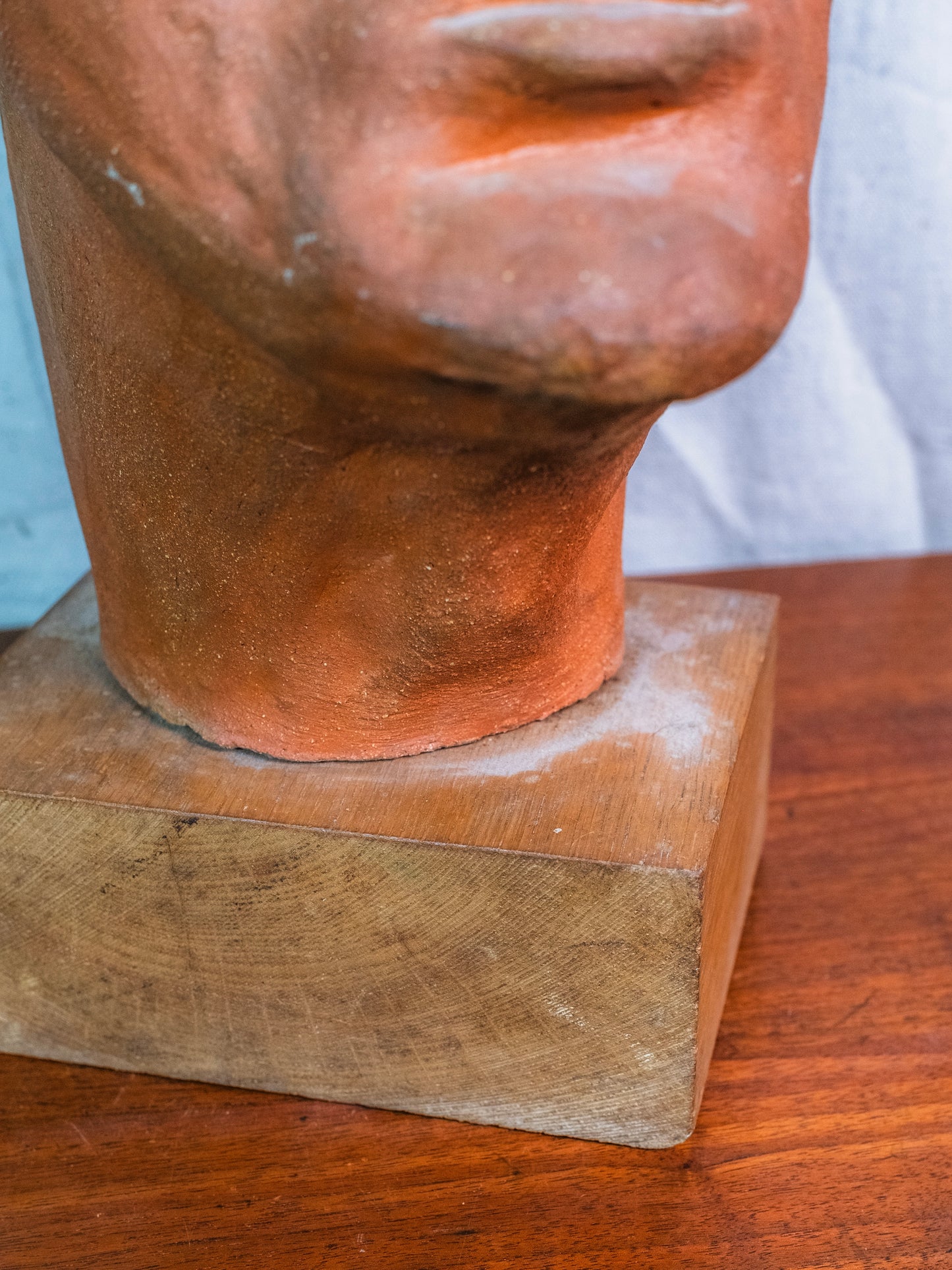 Vintage Handmade Terracotta Masculine Bust Sculpture