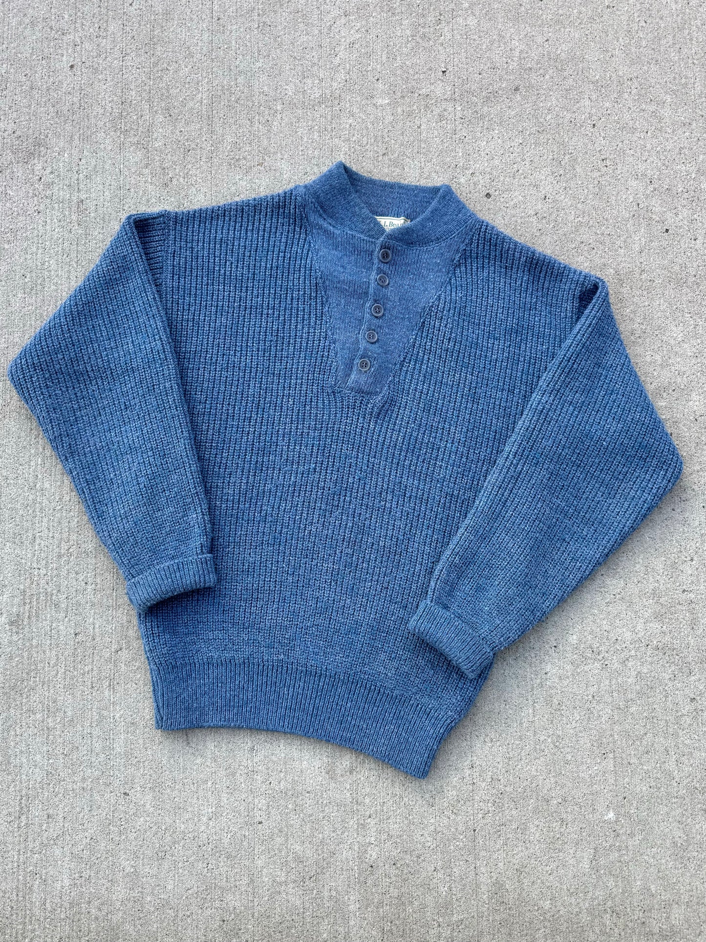 Vintage L.L. Bean High Trek Blue Henley Sweater | Medium