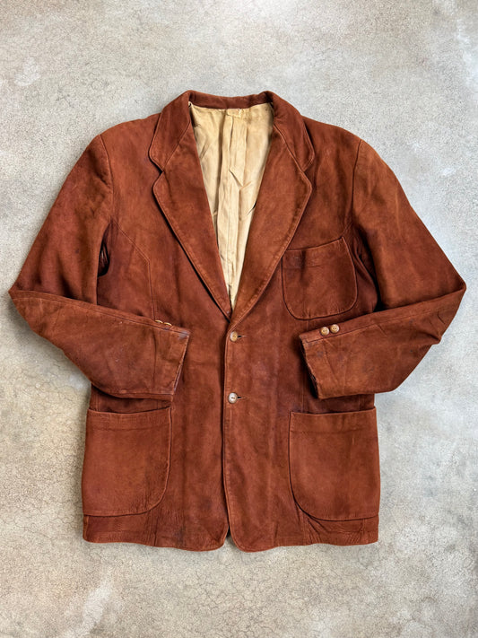 Vintage 1940s Styled by Scully Brown Suede Suit Jacket | 38