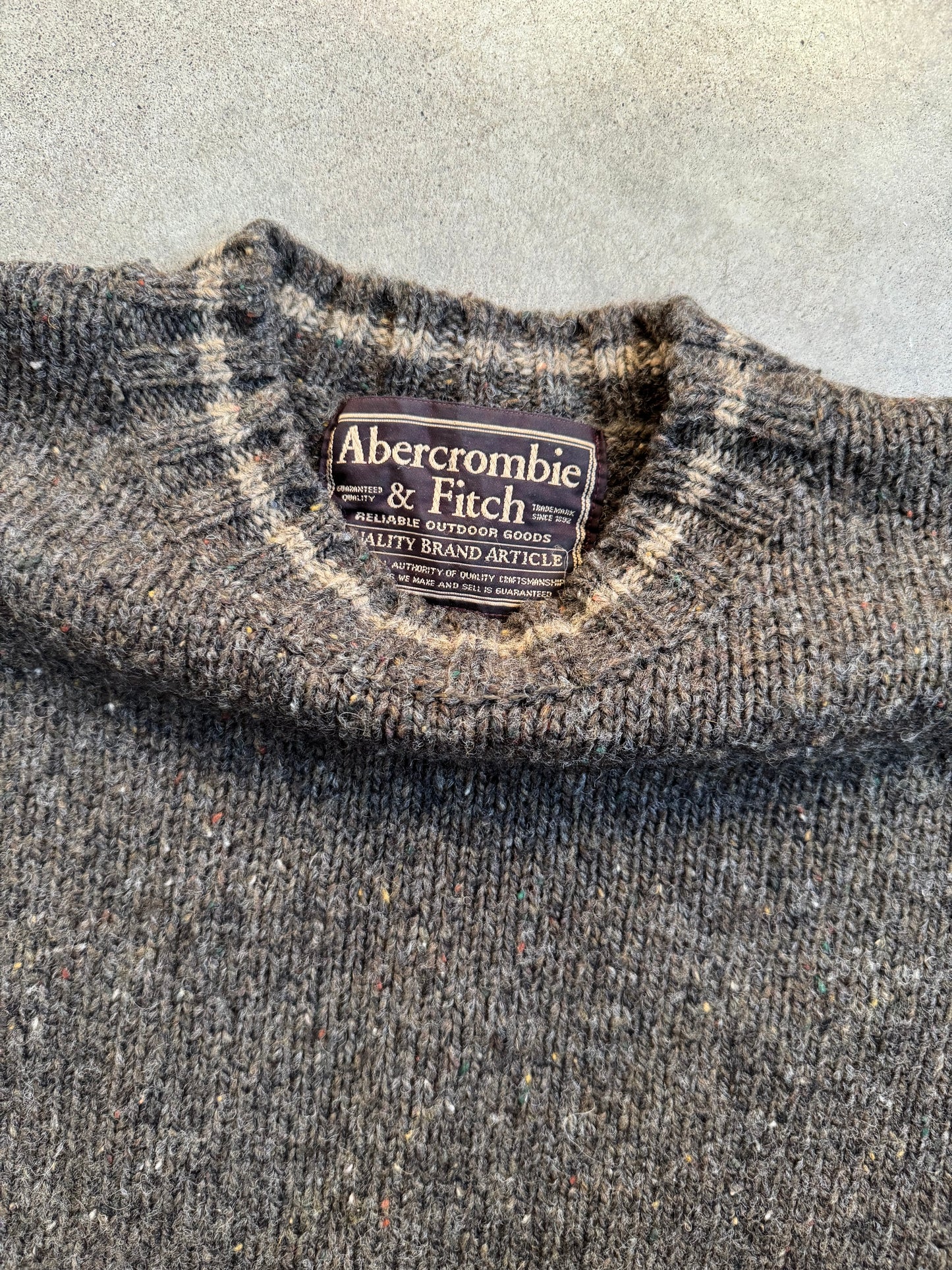 Vintage 1990s Abercrombie & Fitch Speckled Wool Crewneck Sweater | XL