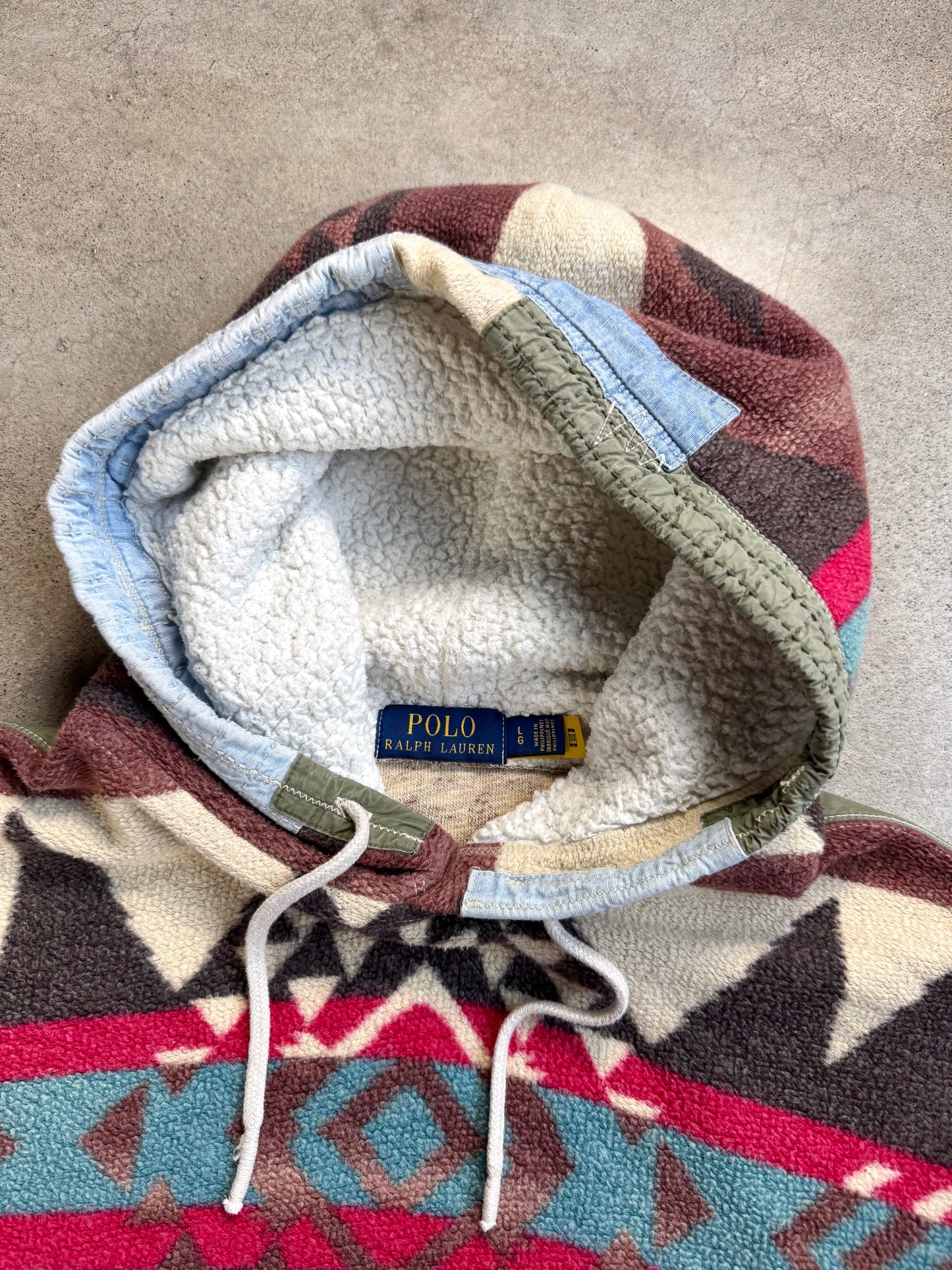 Polo Ralph Lauren Southwestern Cotton Fleece Pullover Hoodie | Large