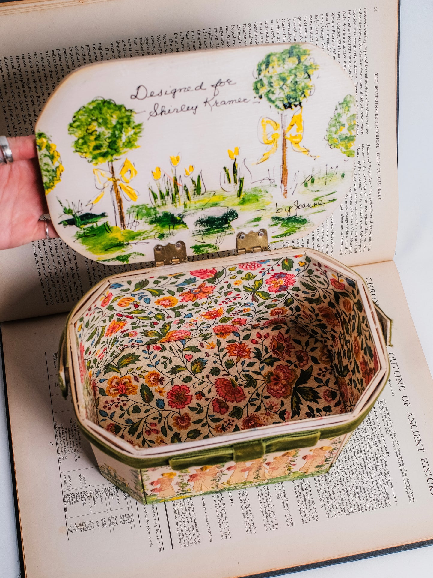 Vintage 1960s Handmade Regency-Style Painted Wood Box Handbag