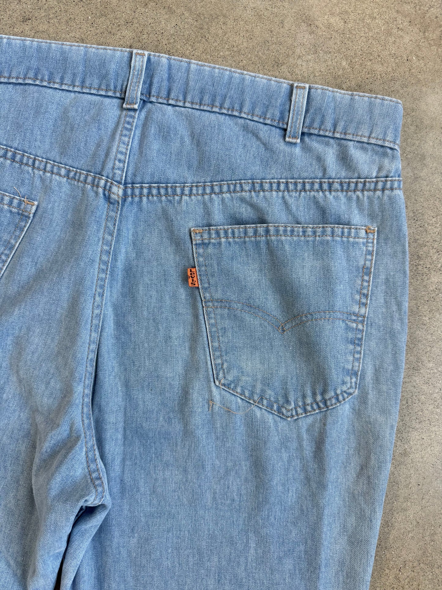 Vintage 1970s Levi's Orange Tab Faded Light Wash Jeans | 38x34