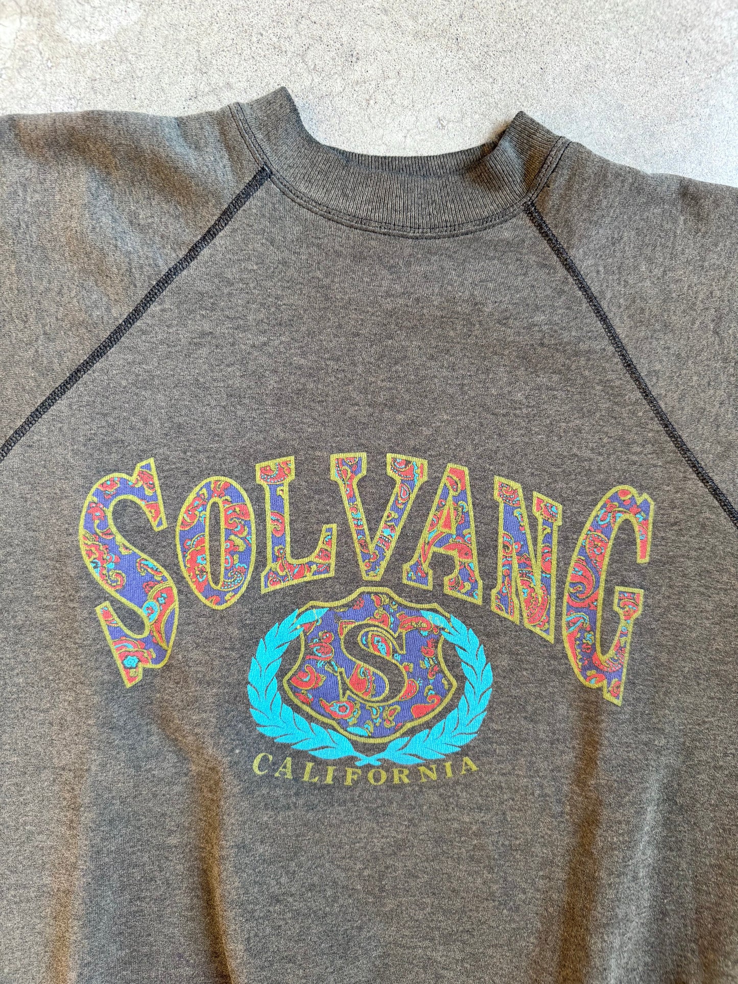 Vintage 1990s Solvang California Short Sleeve Raglan Sweatshirt | XL