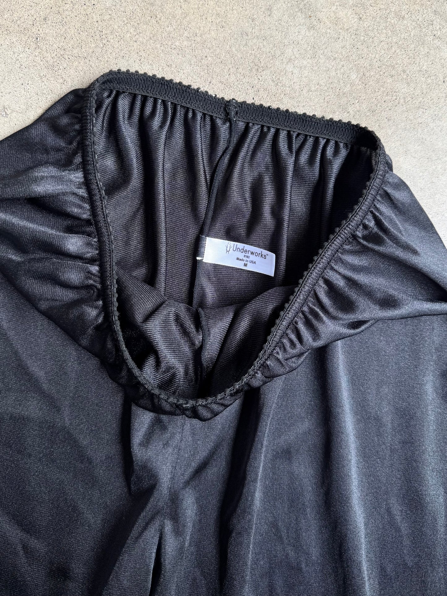 Black Nylon Lace Slip Pants | Medium