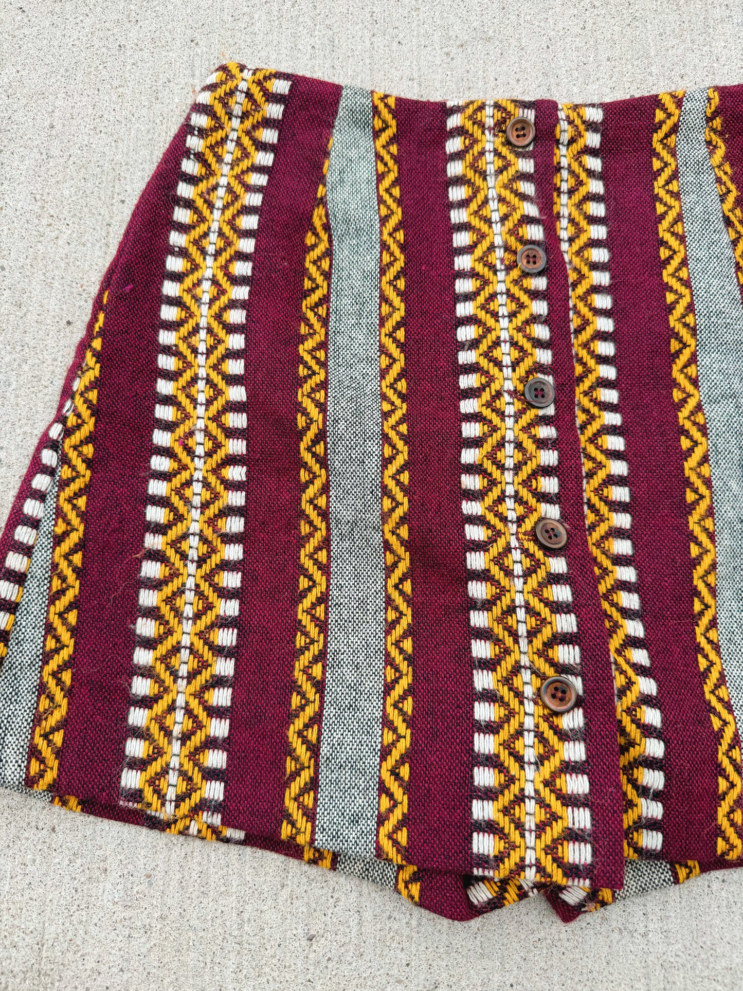 Vintage 1960s/70s Woven Wool Button Front Skort