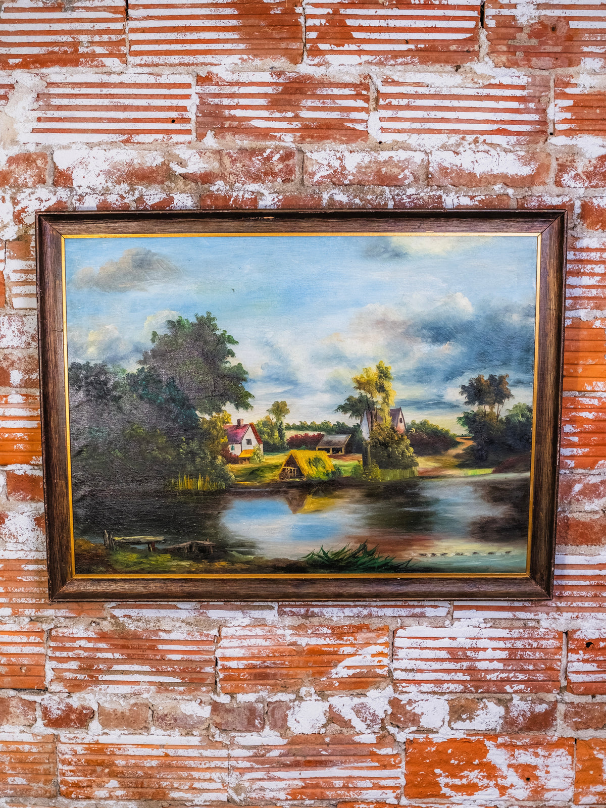 Framed Harold Harrington Betts “Waterfront Homestead” Landscape Oil Painting | Signed