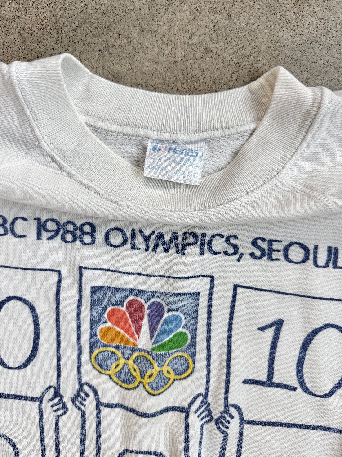 Vintage 1988 NBC Olympics Seoul Korea Raglan Sweatshirt | XL