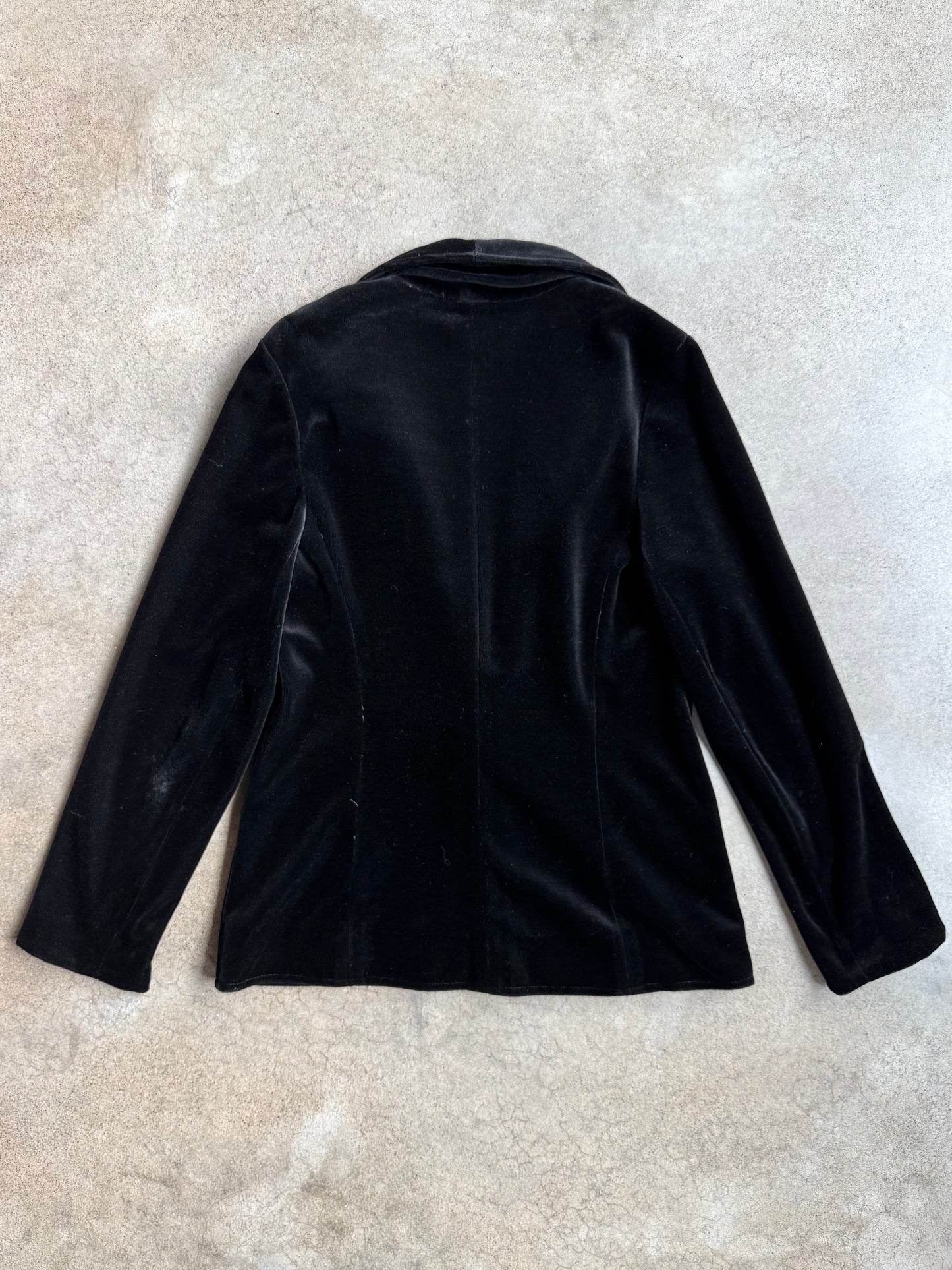 Vintage 1960s Butte Knit Black Velour Blazer | Medium