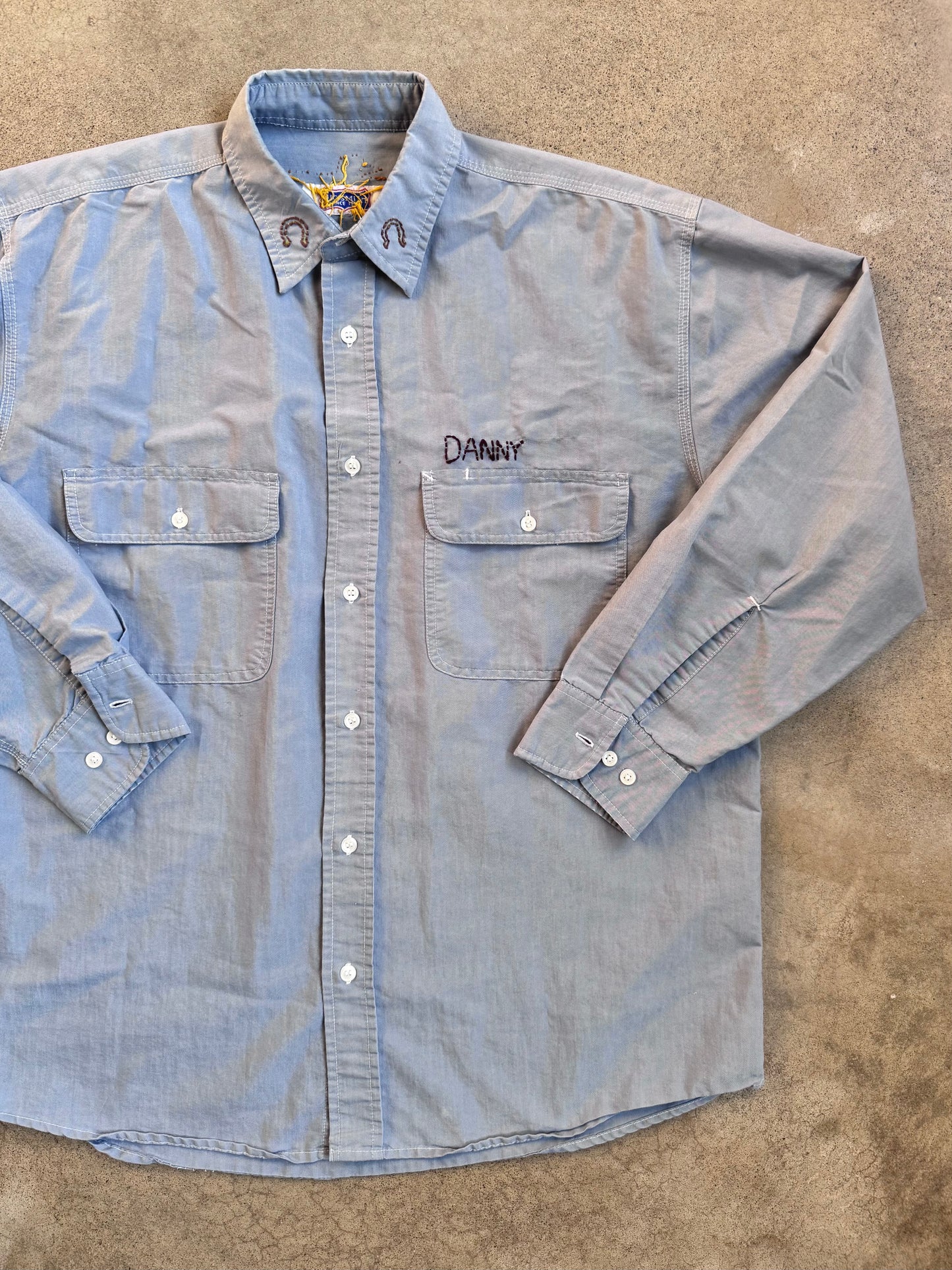 Vintage 1970s Big Smith Western-Style Hand-Embroidered “Danny” Work Shirt | XL