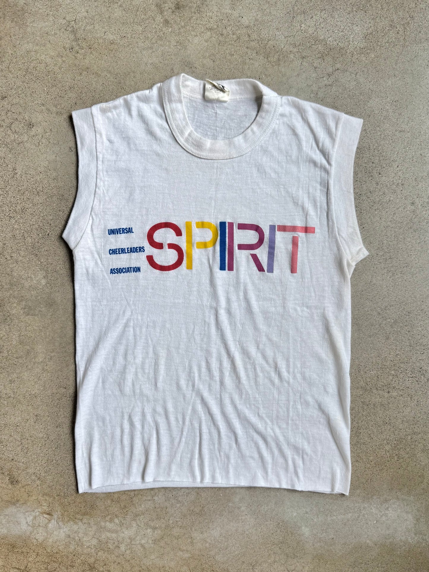 Vintage 1980s Universal Cheer Association Espirit Graphic Tank Top | Small