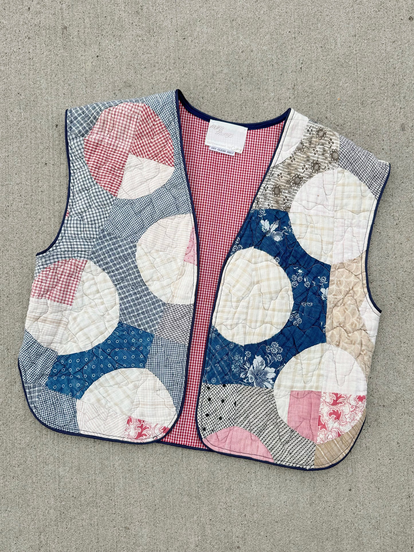 Vintage Handmade Circle Patchwork Quilted Vest | S/M