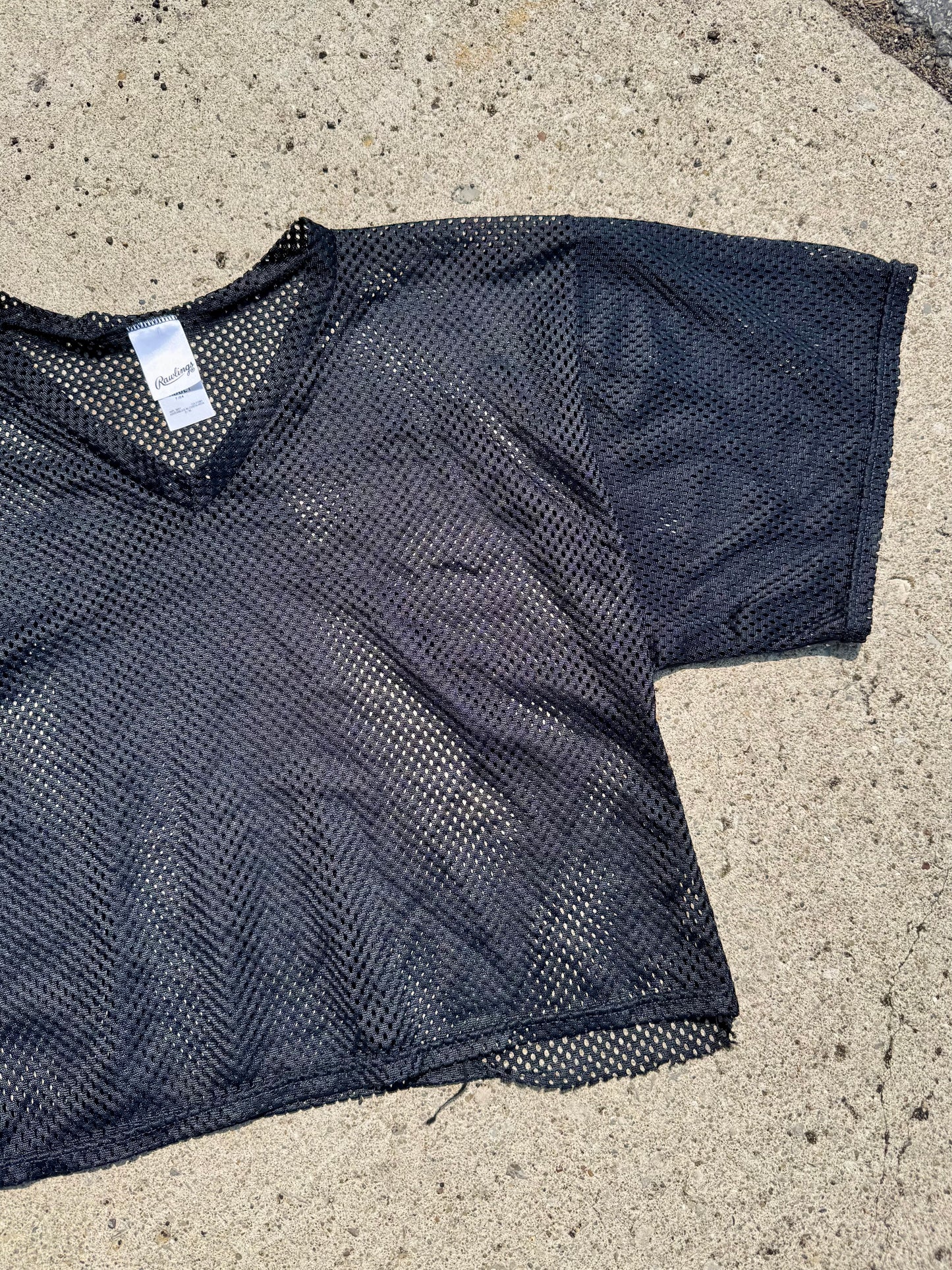 Rawlings Black Mesh Cropped Football Jersey | S/M