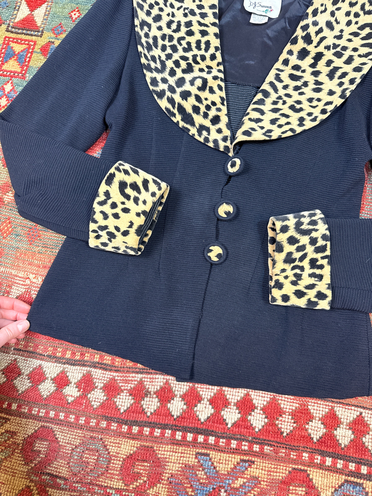 Vintage 1990's D.J Summers Black & Cheetah Print Blazer