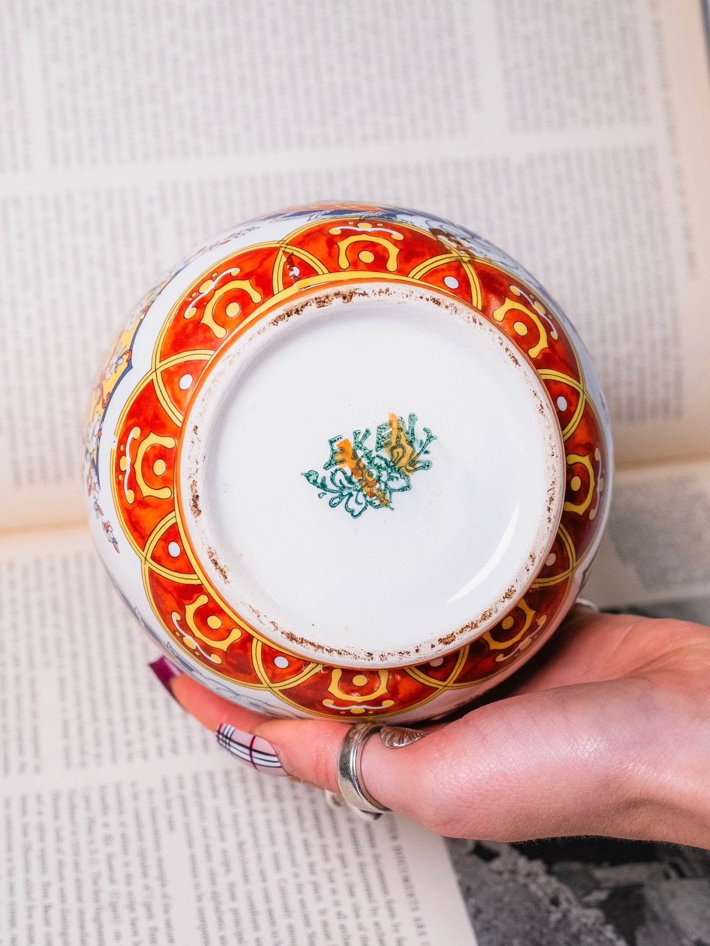 Vintage 1950s Eken Ceramic Foo Dog Painted Vase