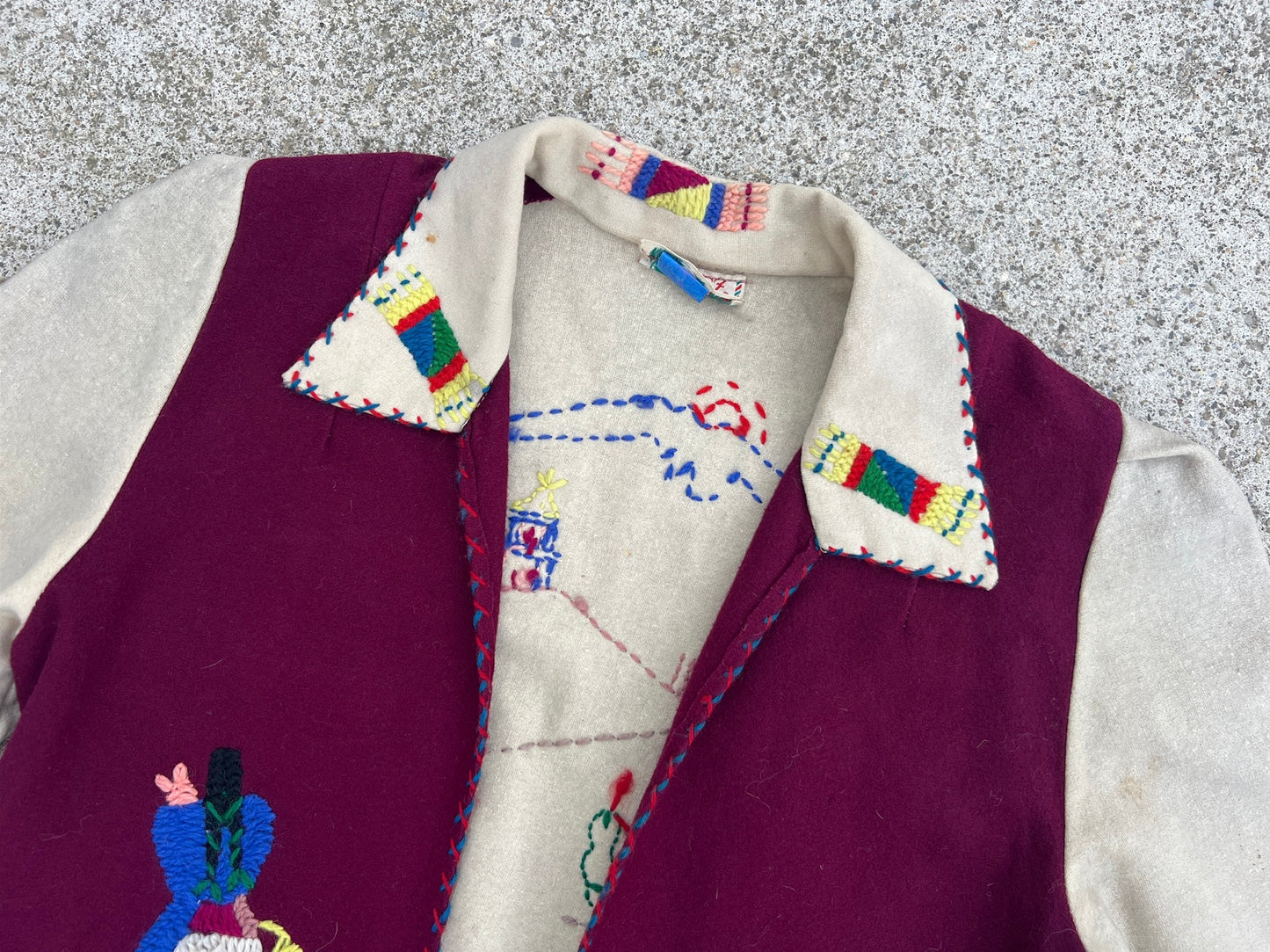 Vintage 1940s Lopez Mexican Embroidered Wool Jacket | XS/S