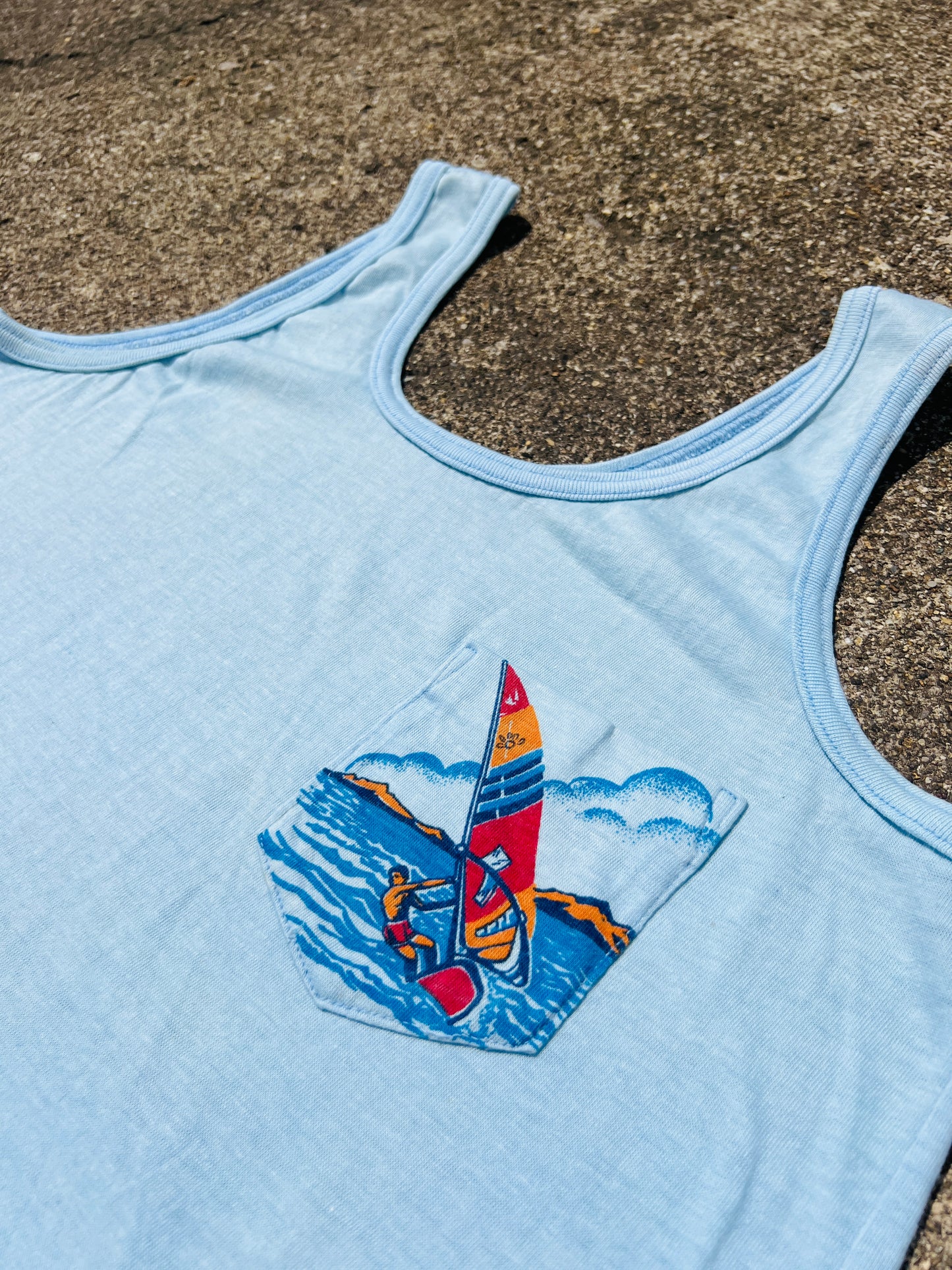 Vintage 1970s/80s Windsurfing Graphic Pocket Tank Top