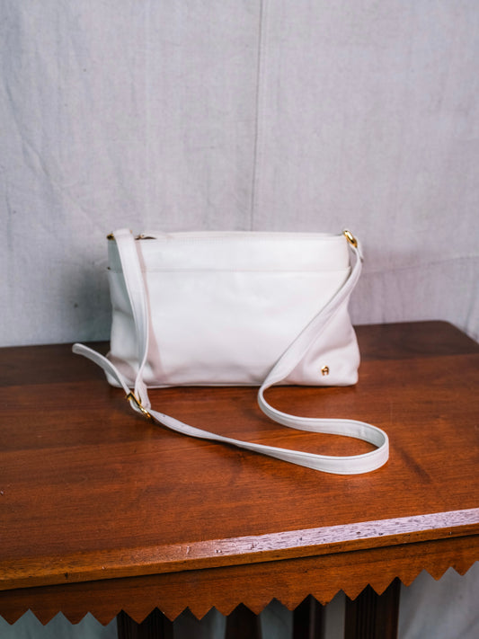 Vintage 1990s Etienne Aigner White Leather Crossbody Bag