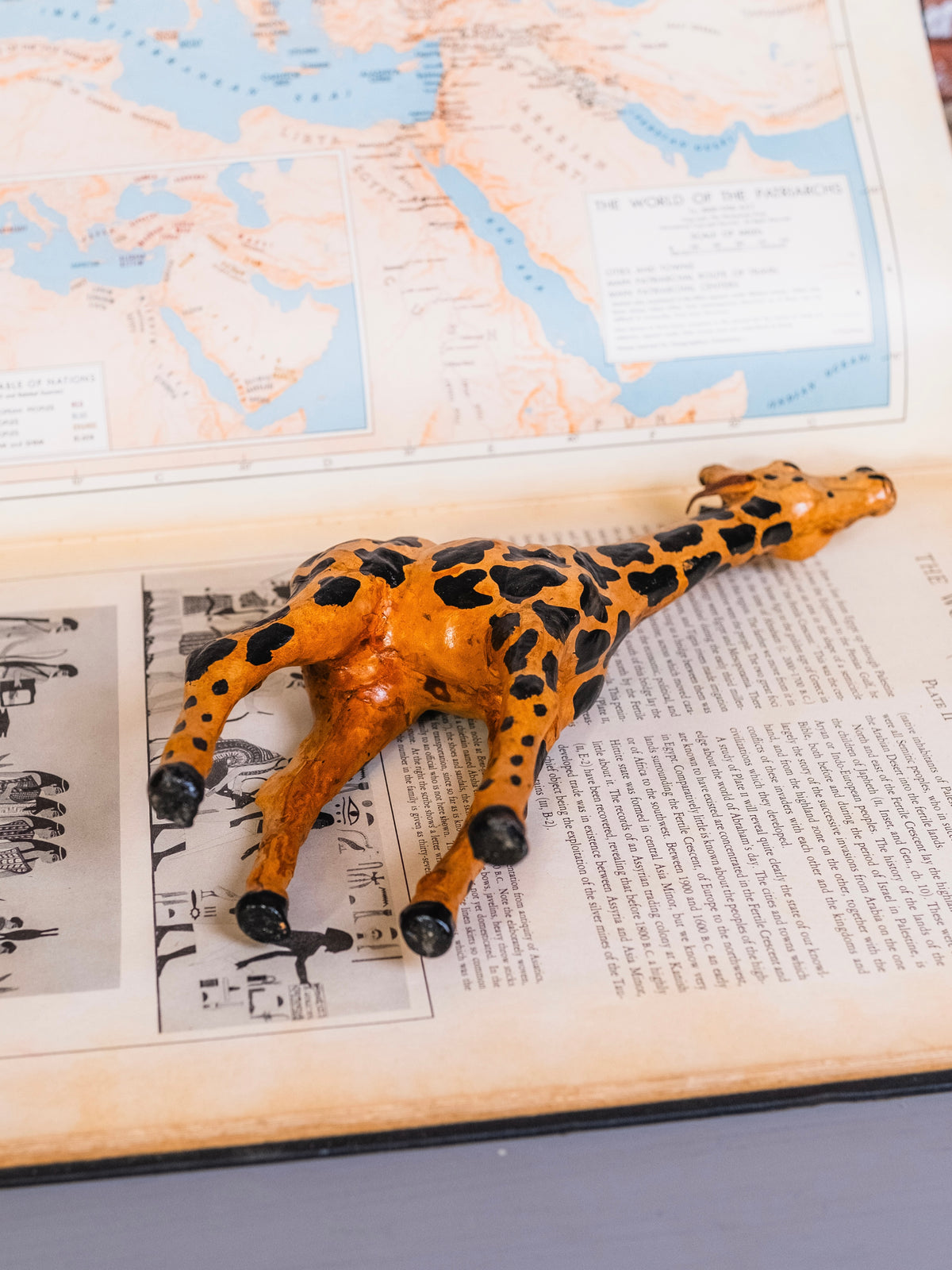 Vintage Leather-Wrapped Hand-Painted Giraffe Figurine