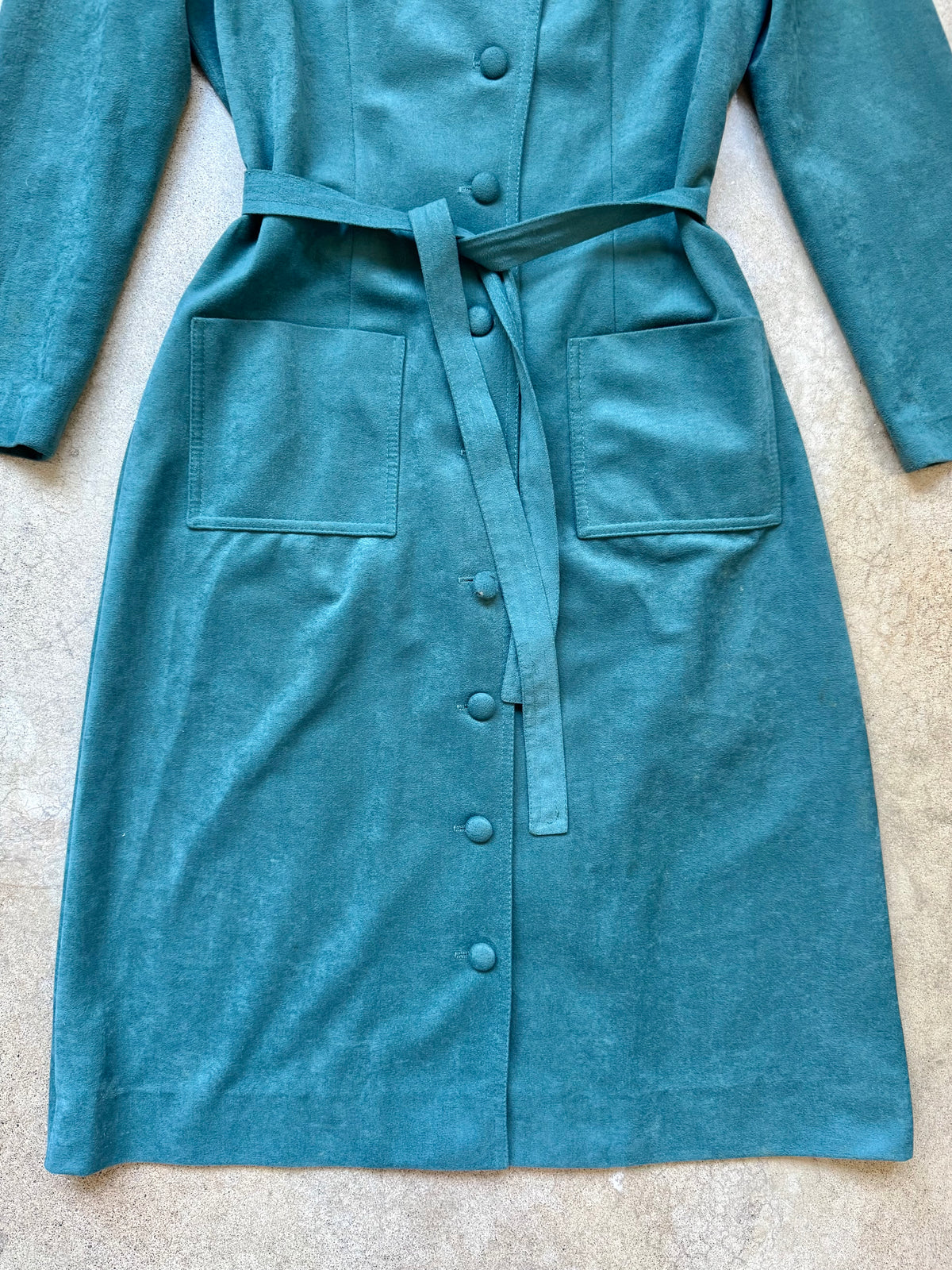 Vintage 1970s Umba for Parnes Feinstein Faux “Ballet Suede” Belted Duster Jacket | Medium