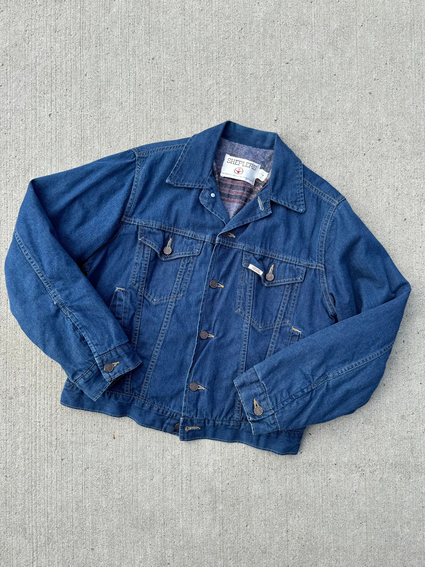 Vintage Sheplers Blanket Lined Denim Jacket | Medium