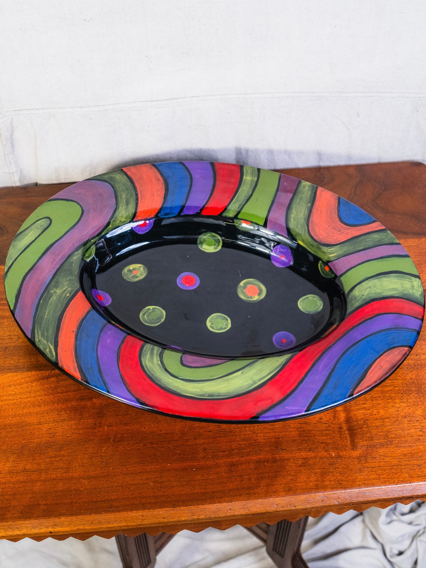 Vintage 1990s Romy & Clare Abstract Pattern Oval Serving Platter