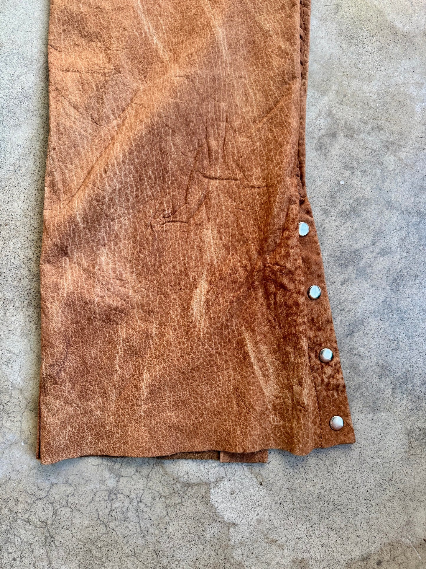 Vintage 1990s Leather Wear Brown Suede Western Chaps | XXL