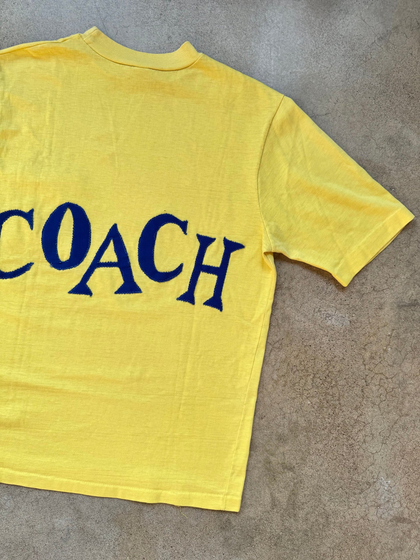 Vintage 1960s Turtle King Yellow “Coach Mike” Embroidered Tee | Large