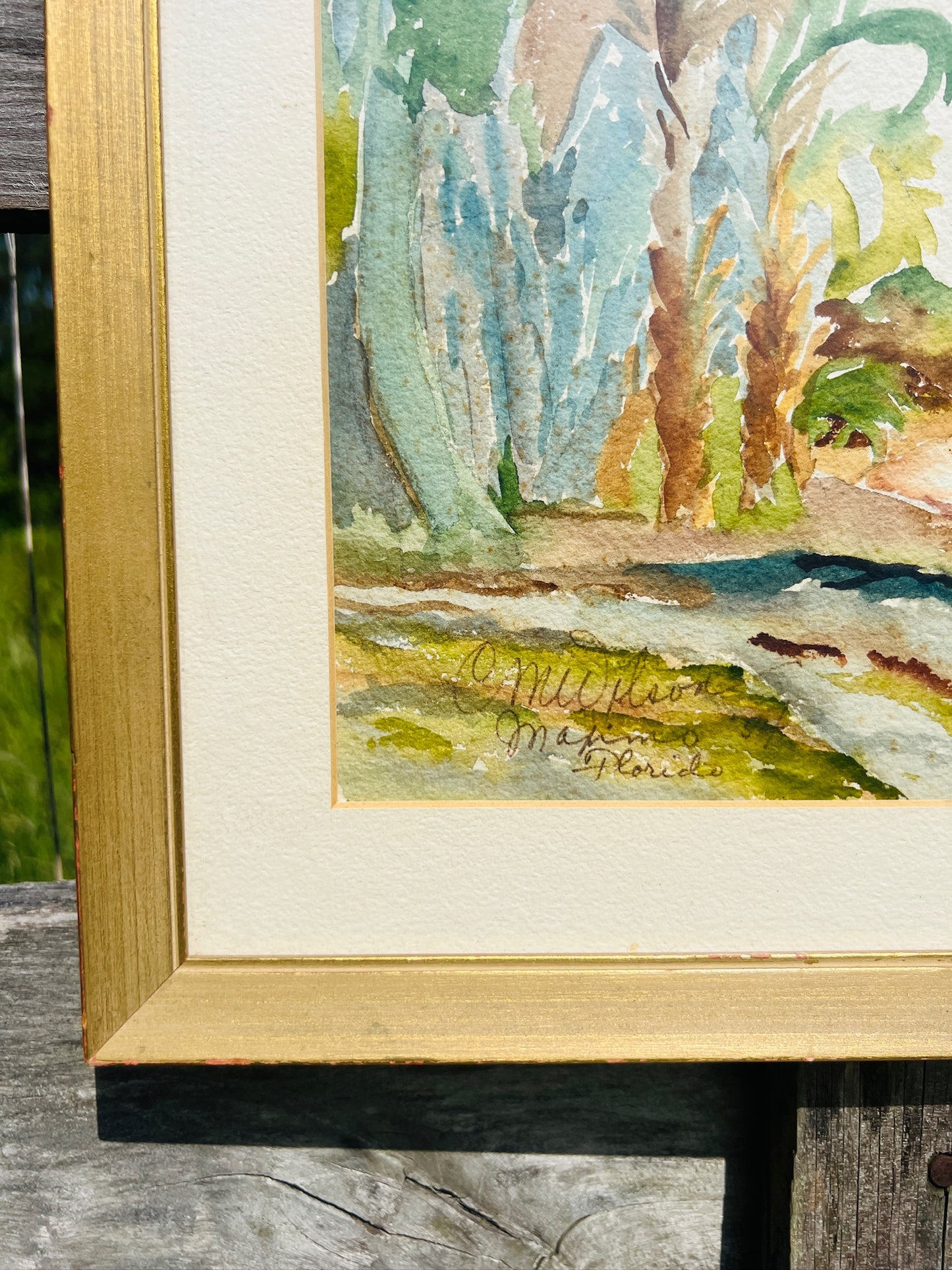 Vintage 1980s Framed & Signed Maximo Beach Florida Watercolor Artwork