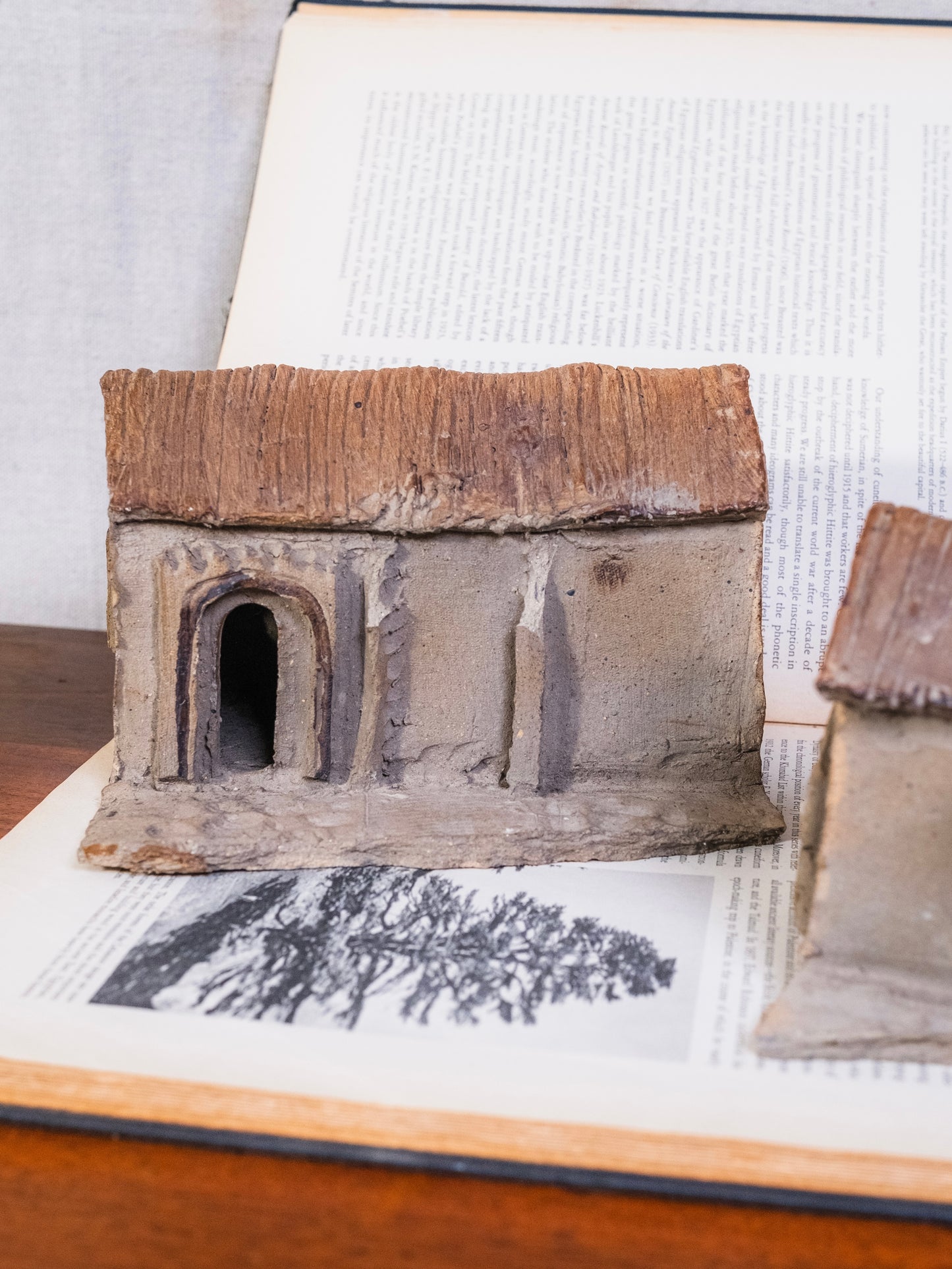 Vintage Handmade Clay Folk Art Village Set