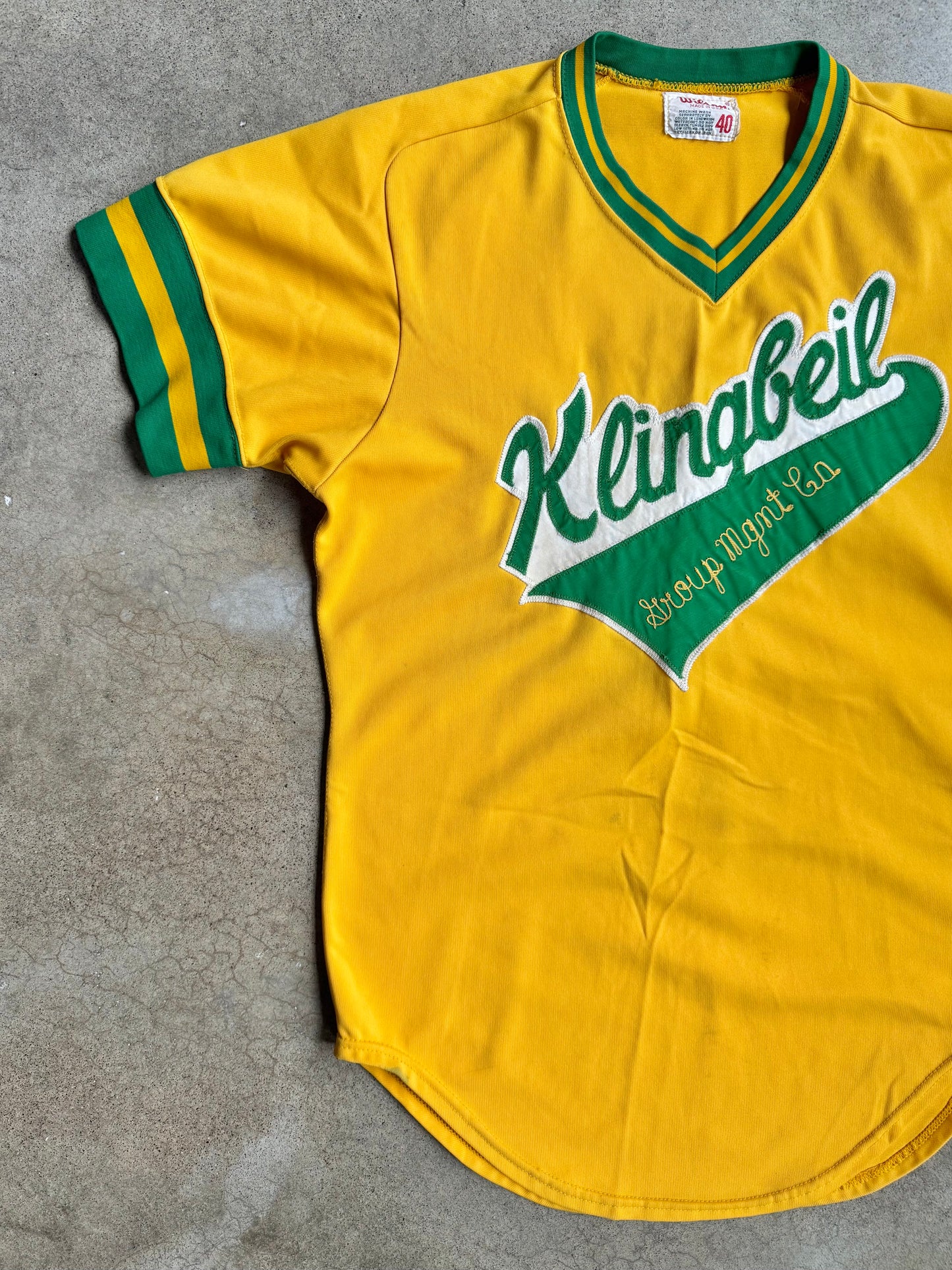 Vintage 1980s Wilson Klingbeil Management #7 Baseball Jersey | M/L
