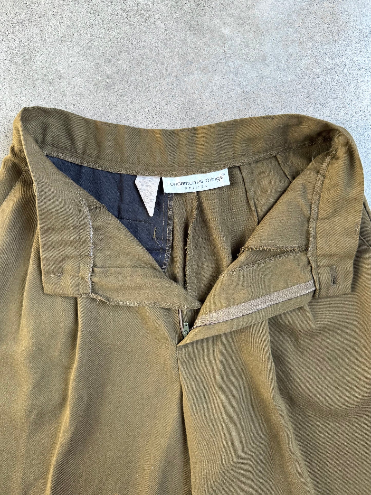 Vintage 1990s Fundamental Things Green High-Waist Pleated Trousers | Waist 25”