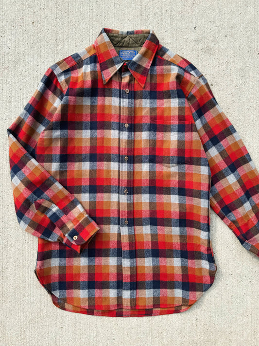 Vintage 1980s Pendleton Plaid Wool Flannel Shirt | Medium