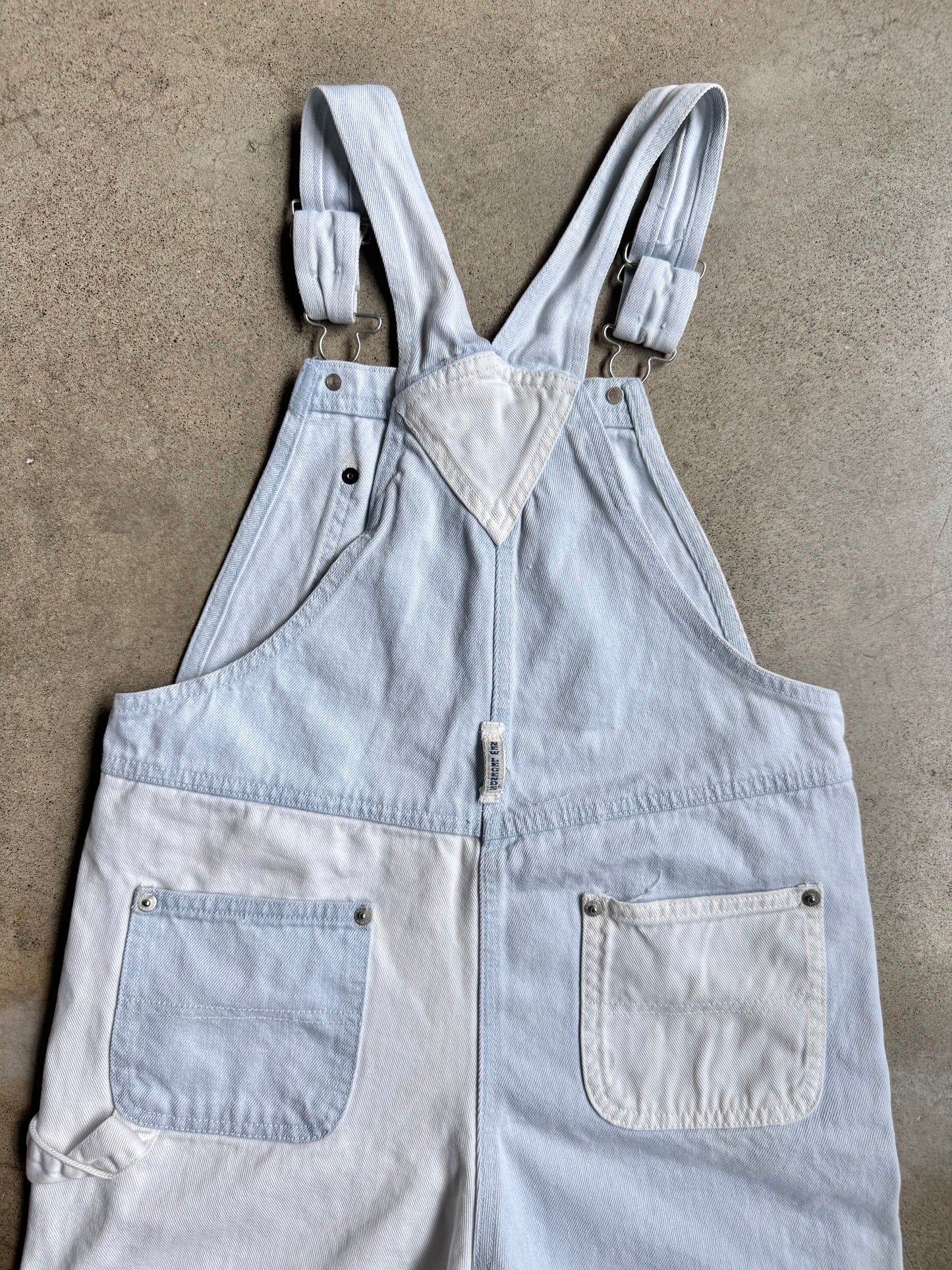 Vintage 1980s New Legends Color Block Denim Overall Shorts | Youth L