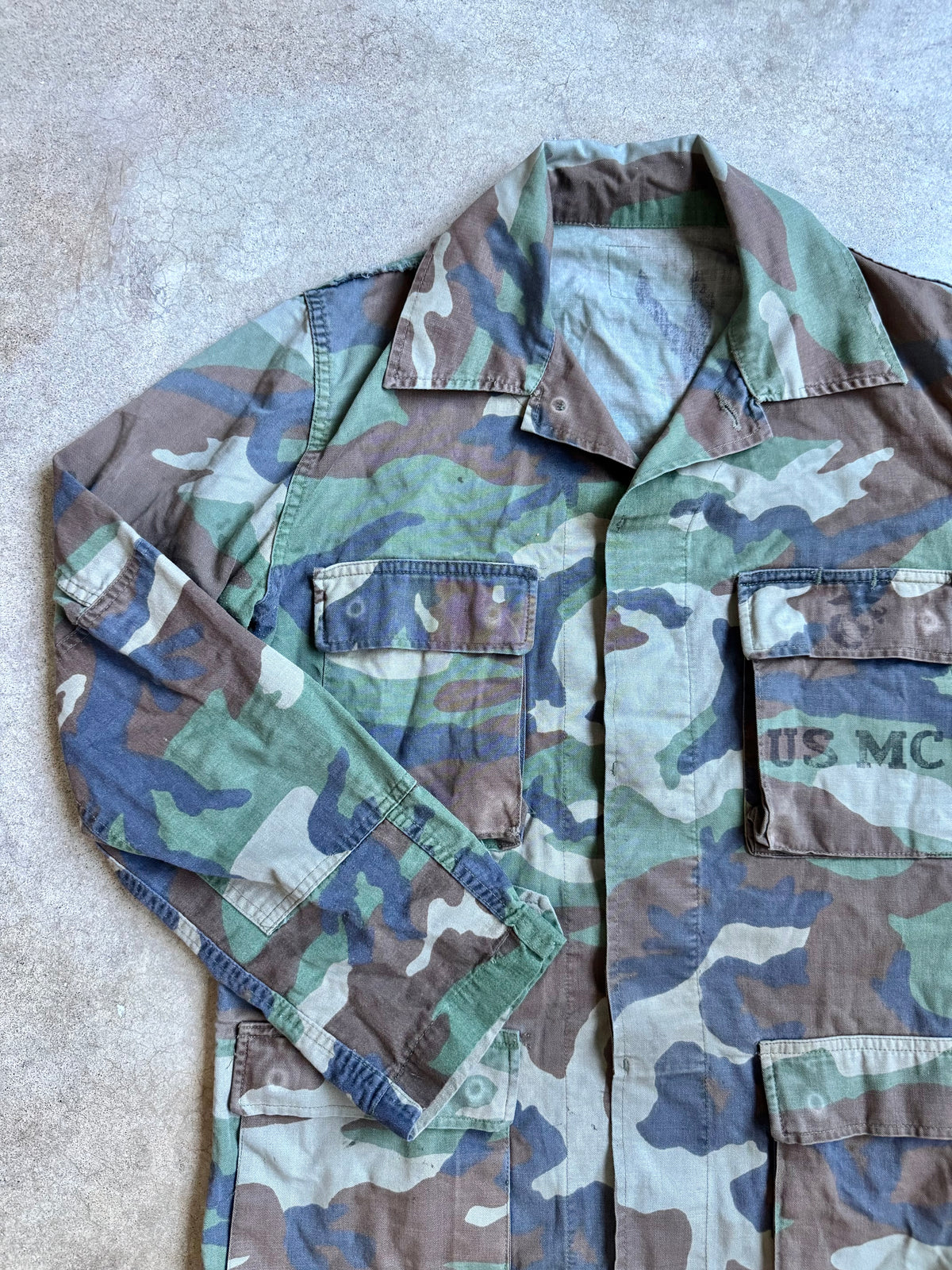 Vintage USMC Military Woodland Camo BDU Combat Jacket | S/M