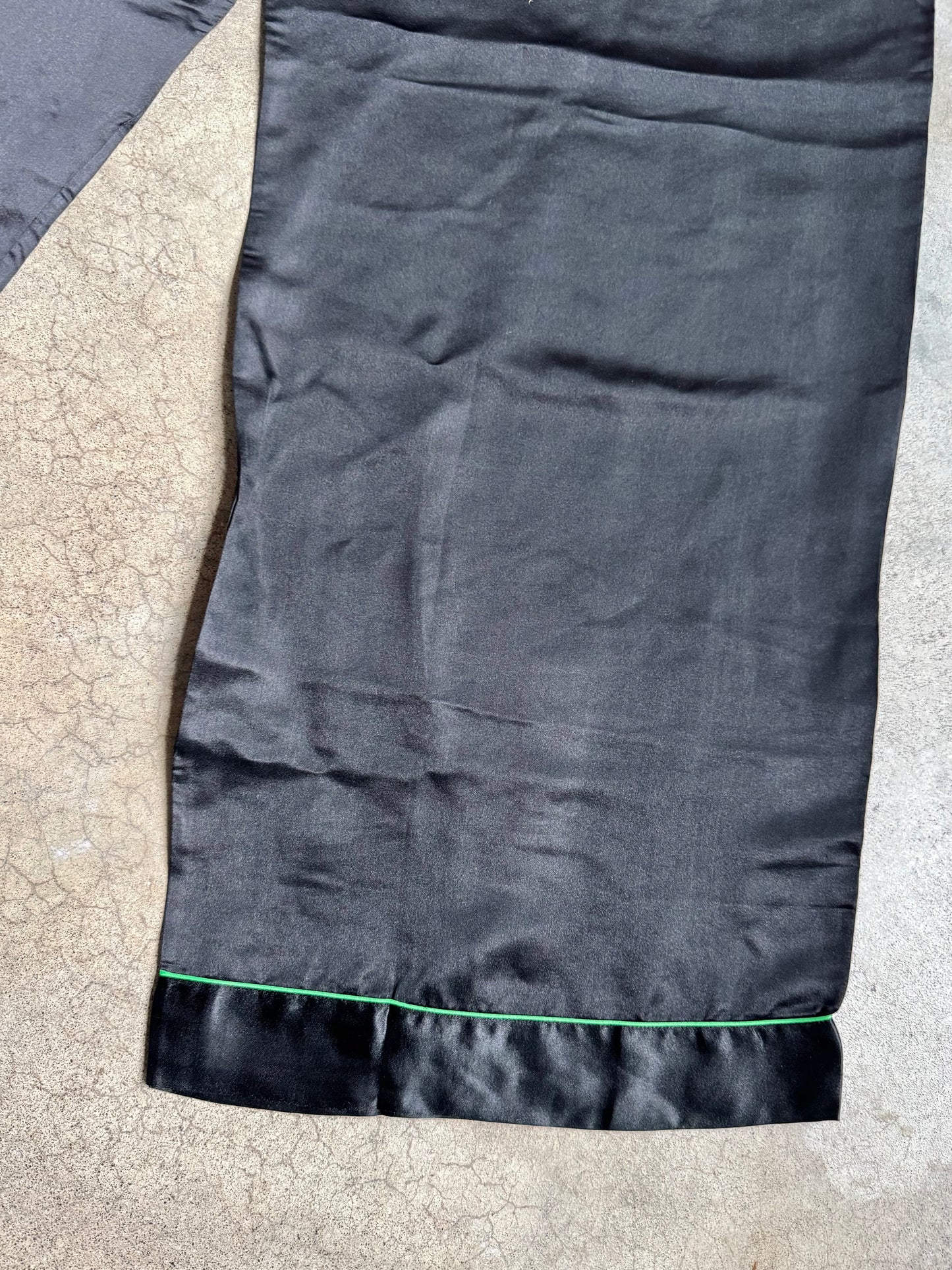 Vintage 1950s Chinese Tang Jade Green & Black Silk Two-Piece Outfit | Medium