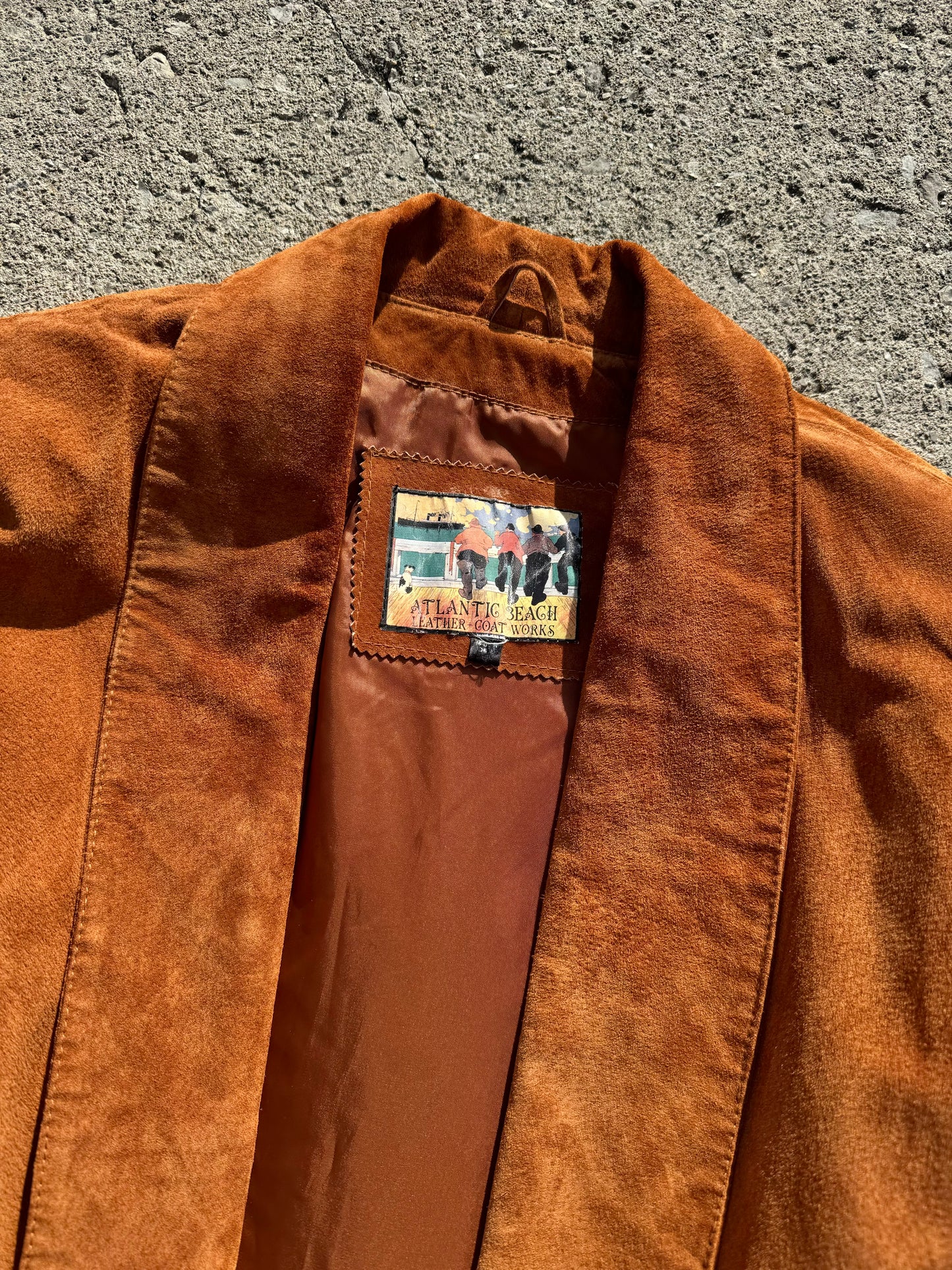 Vintage 1980s Atlantic Beach Leather Burnt Orange Suede Jacket | XXL